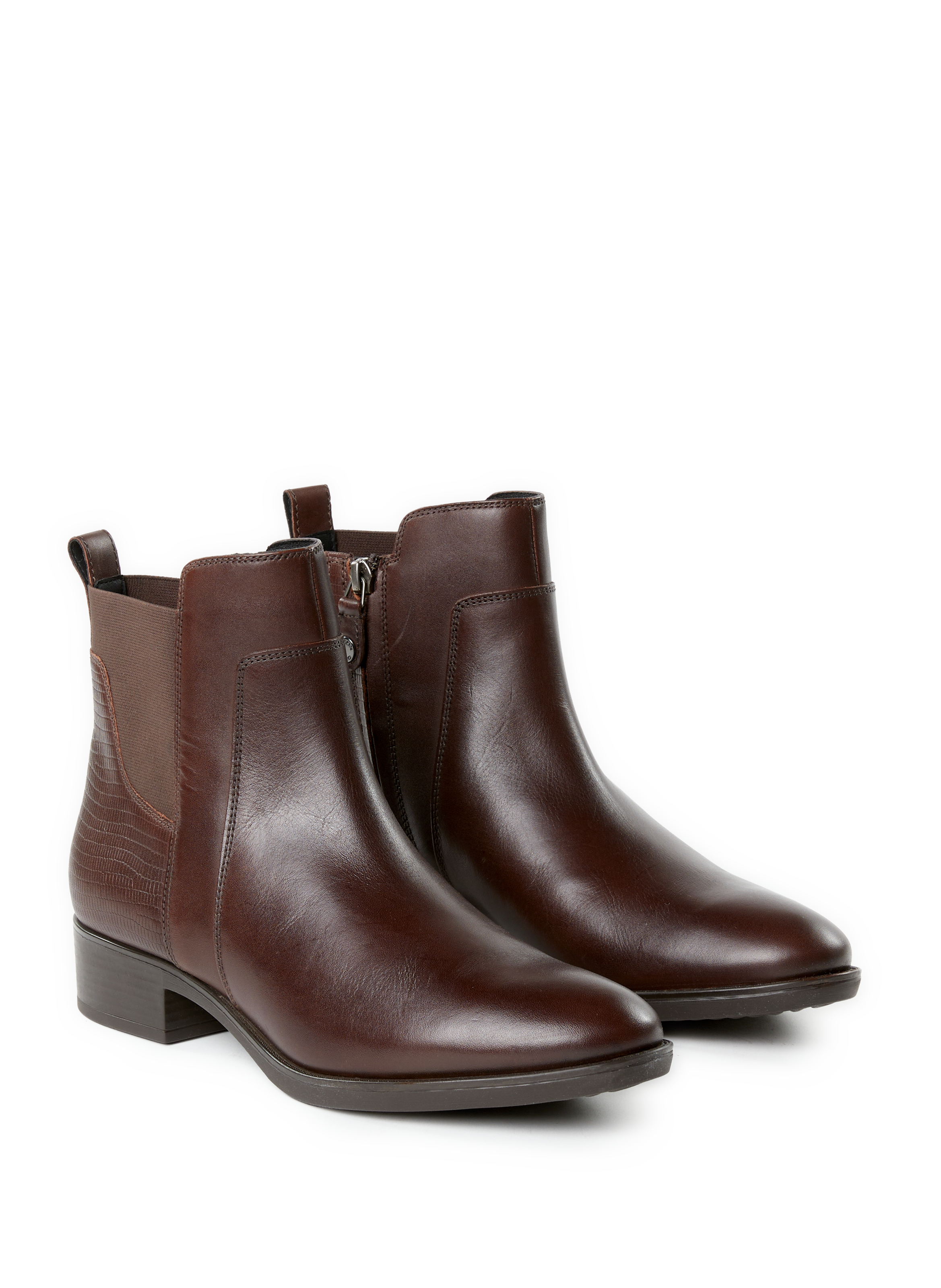 Bottines zippées en cuir mélangé GEOX Marron