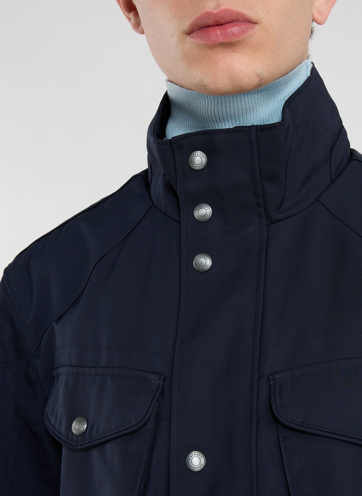 Straight parka with high collar HACKETT Blue