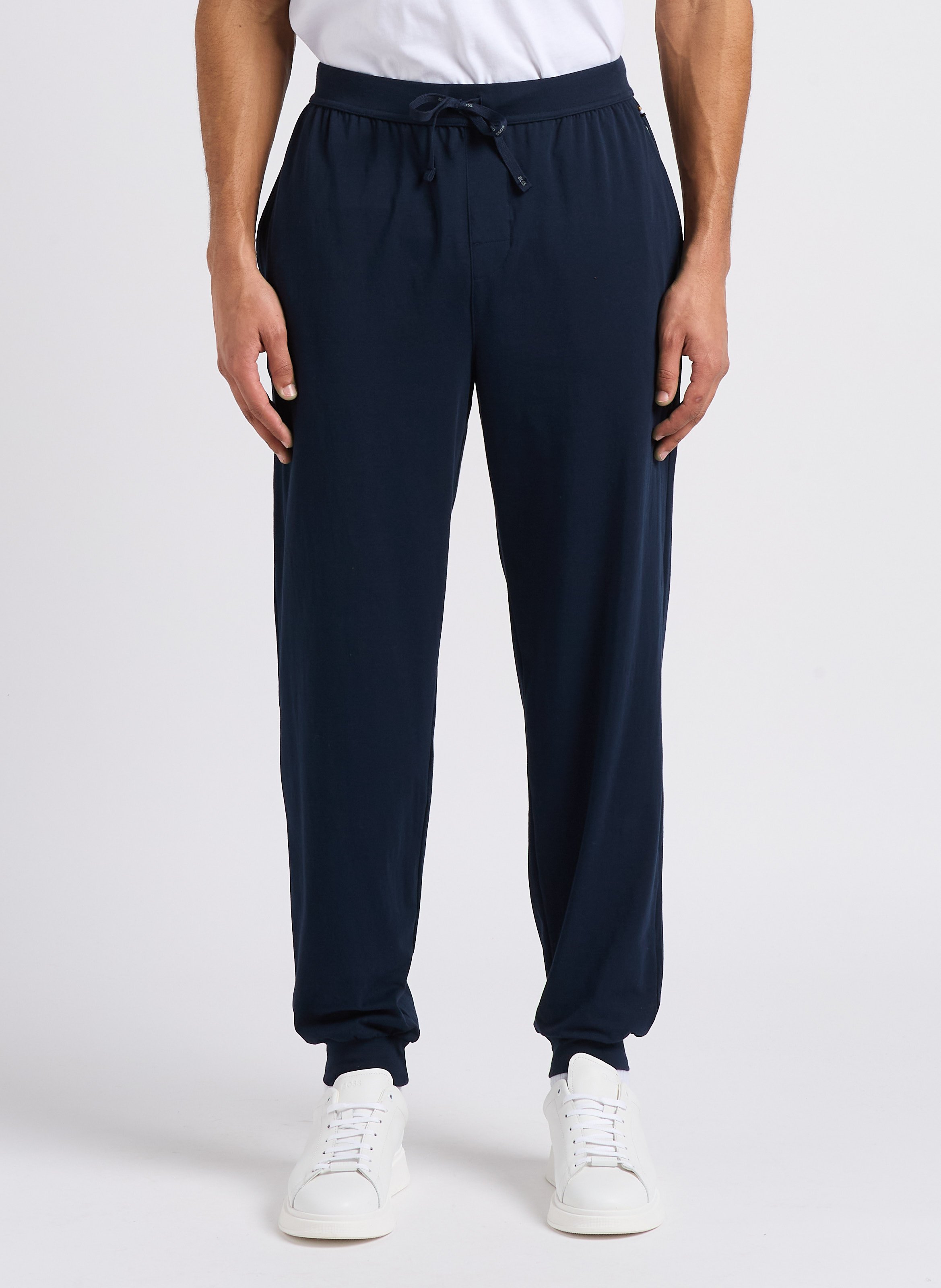 Jogging droit en coton BOSS Bleu