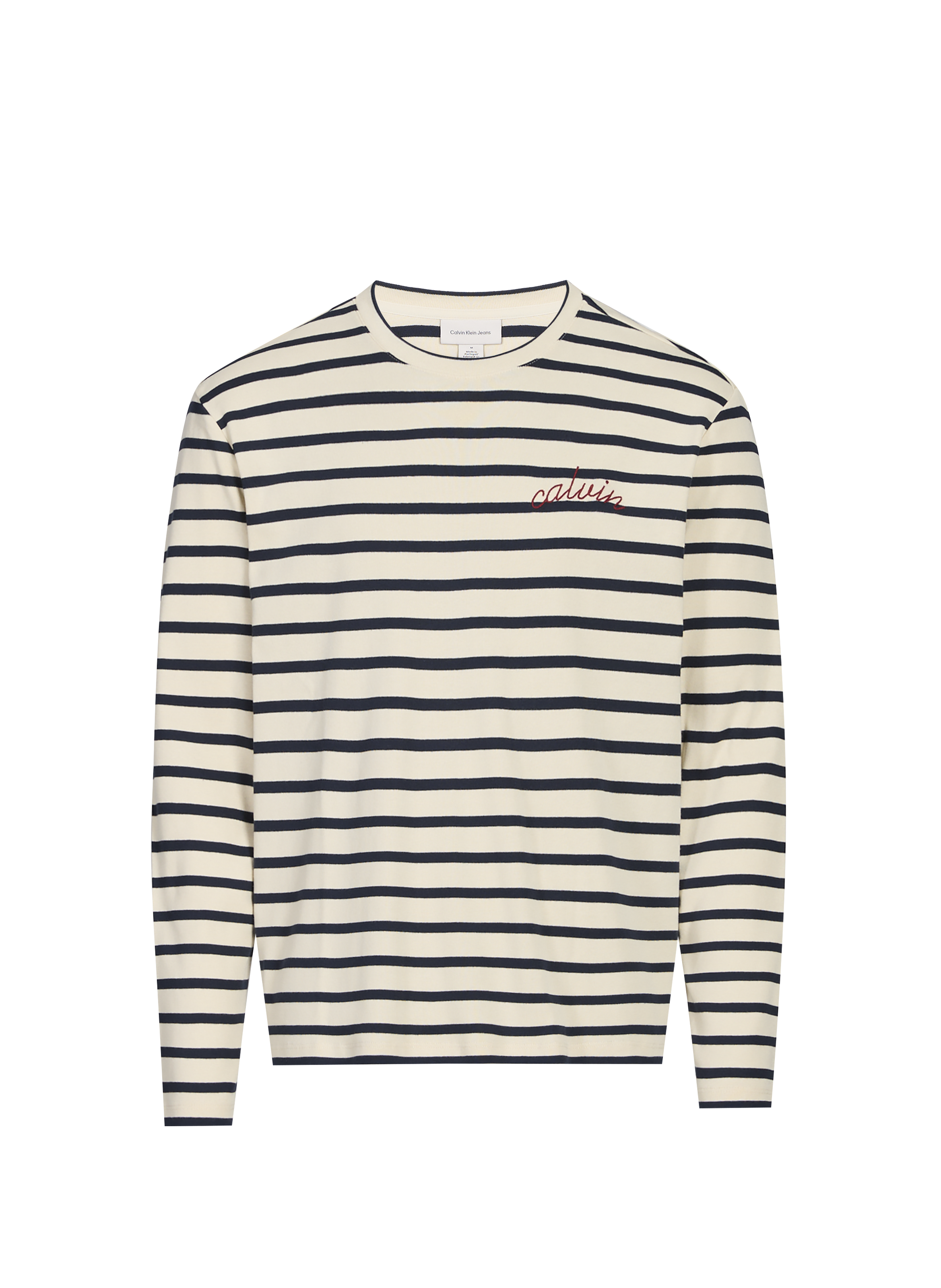 T-shirt rayé en coton CALVIN KLEIN Beige