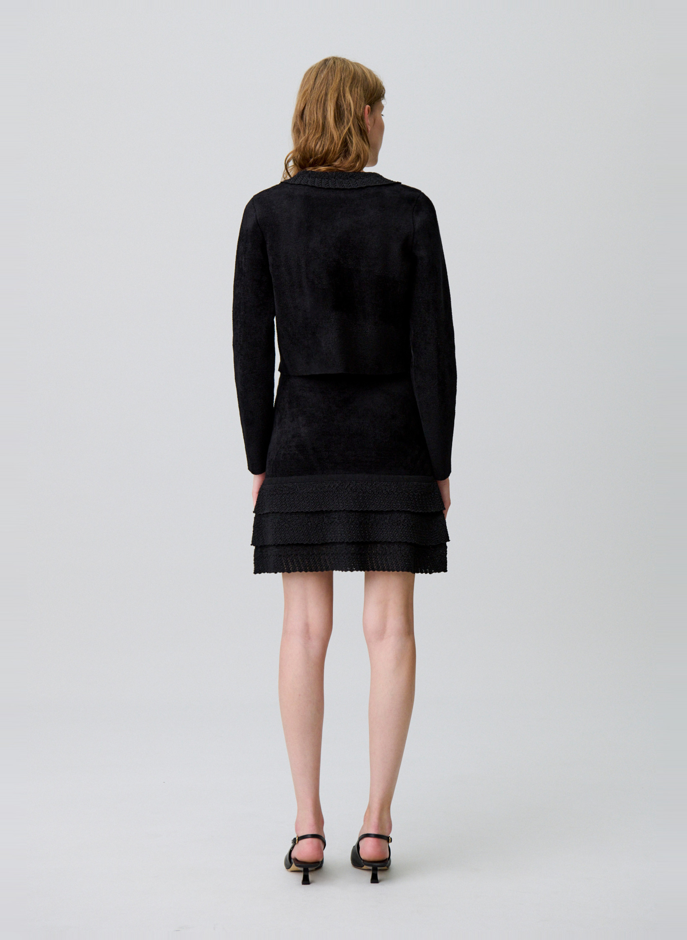 Jupe courte en maille velours marcelina CLAUDIE PIERLOT Noir