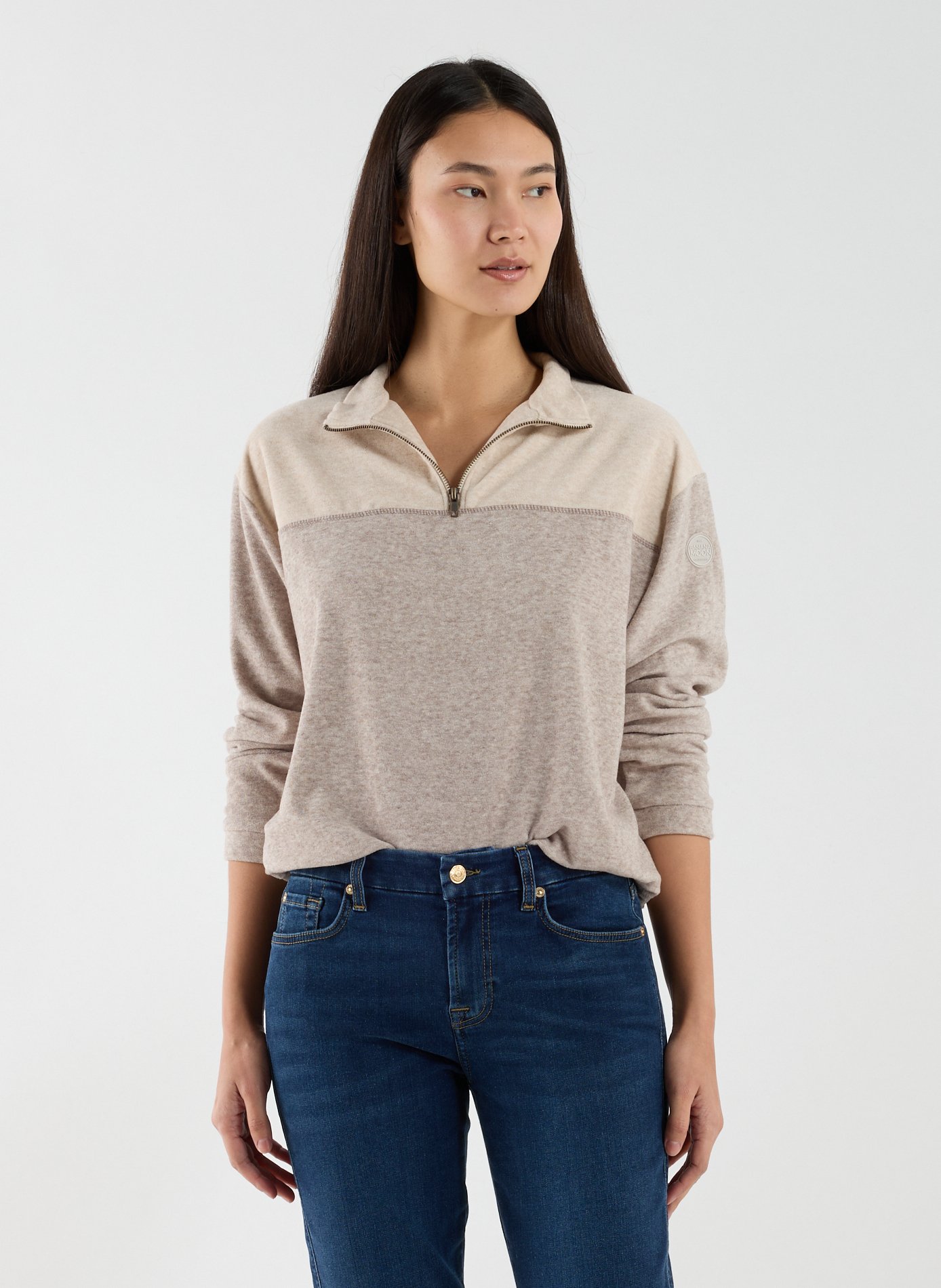 Oversized zip-up sweatshirt BANANA MOON Brown