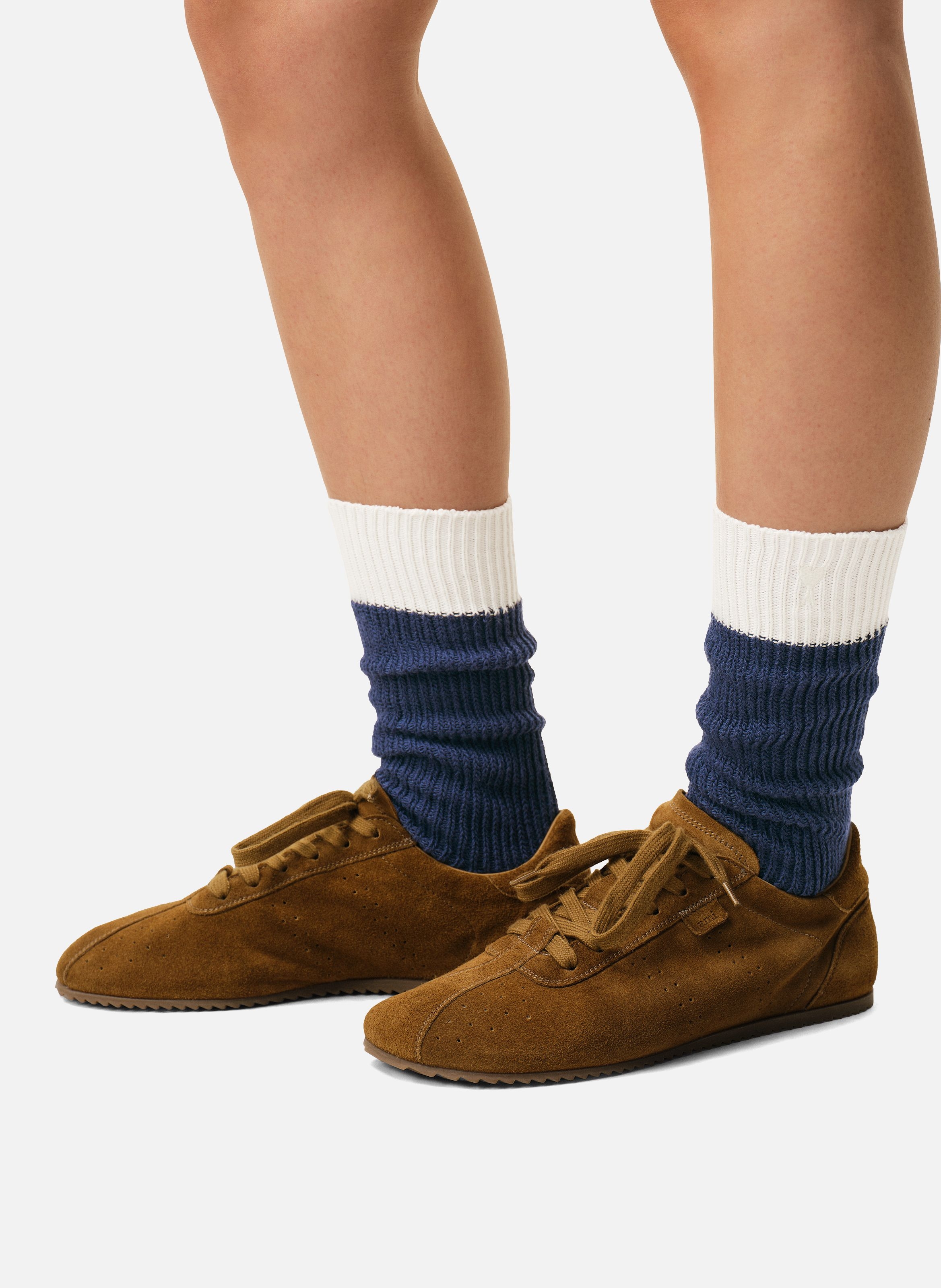 Chaussettes bicolores unisexes en coton AMI PARIS Bleu