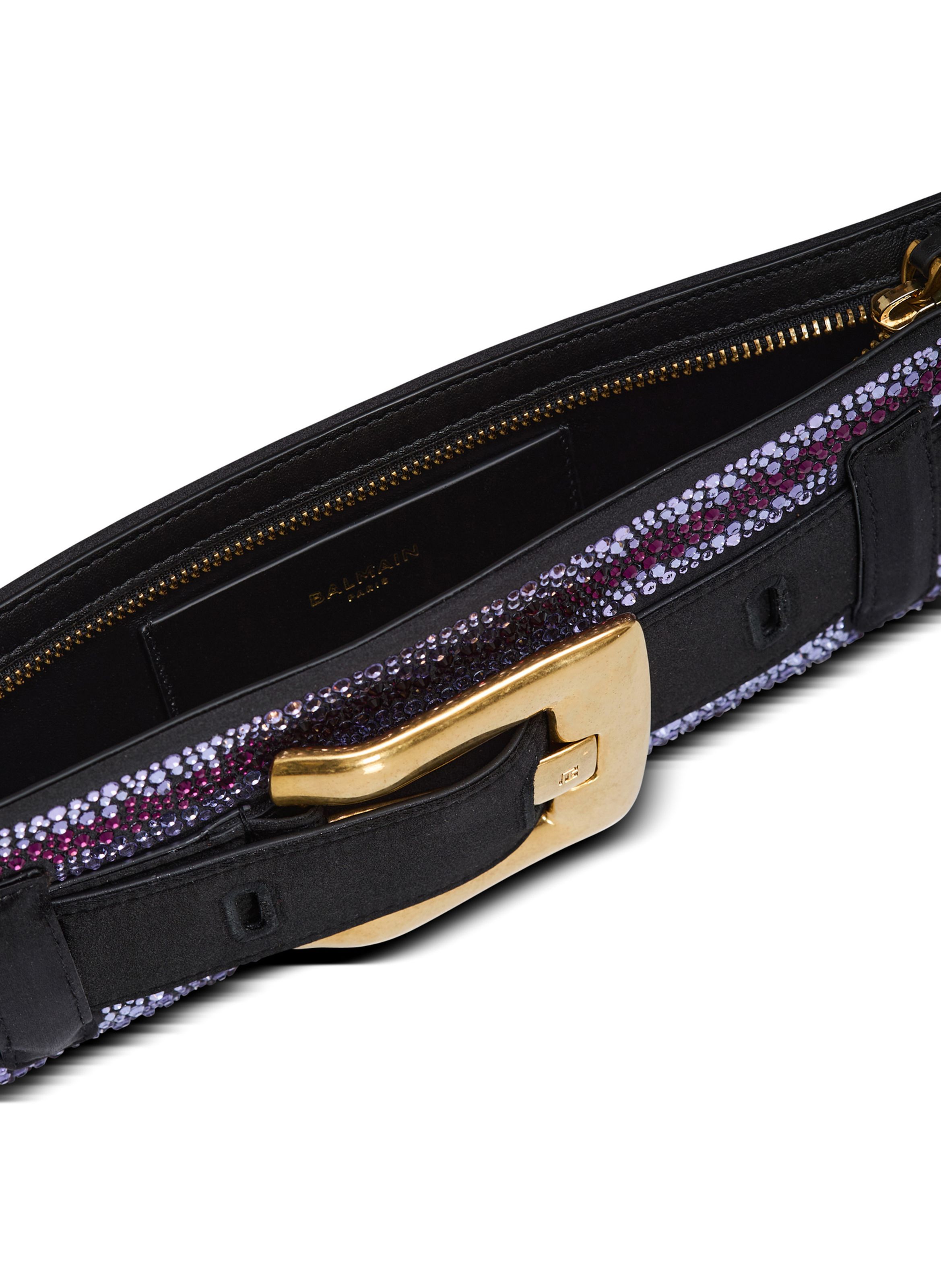 Pochette anthem en cristaux et satin BALMAIN Noir