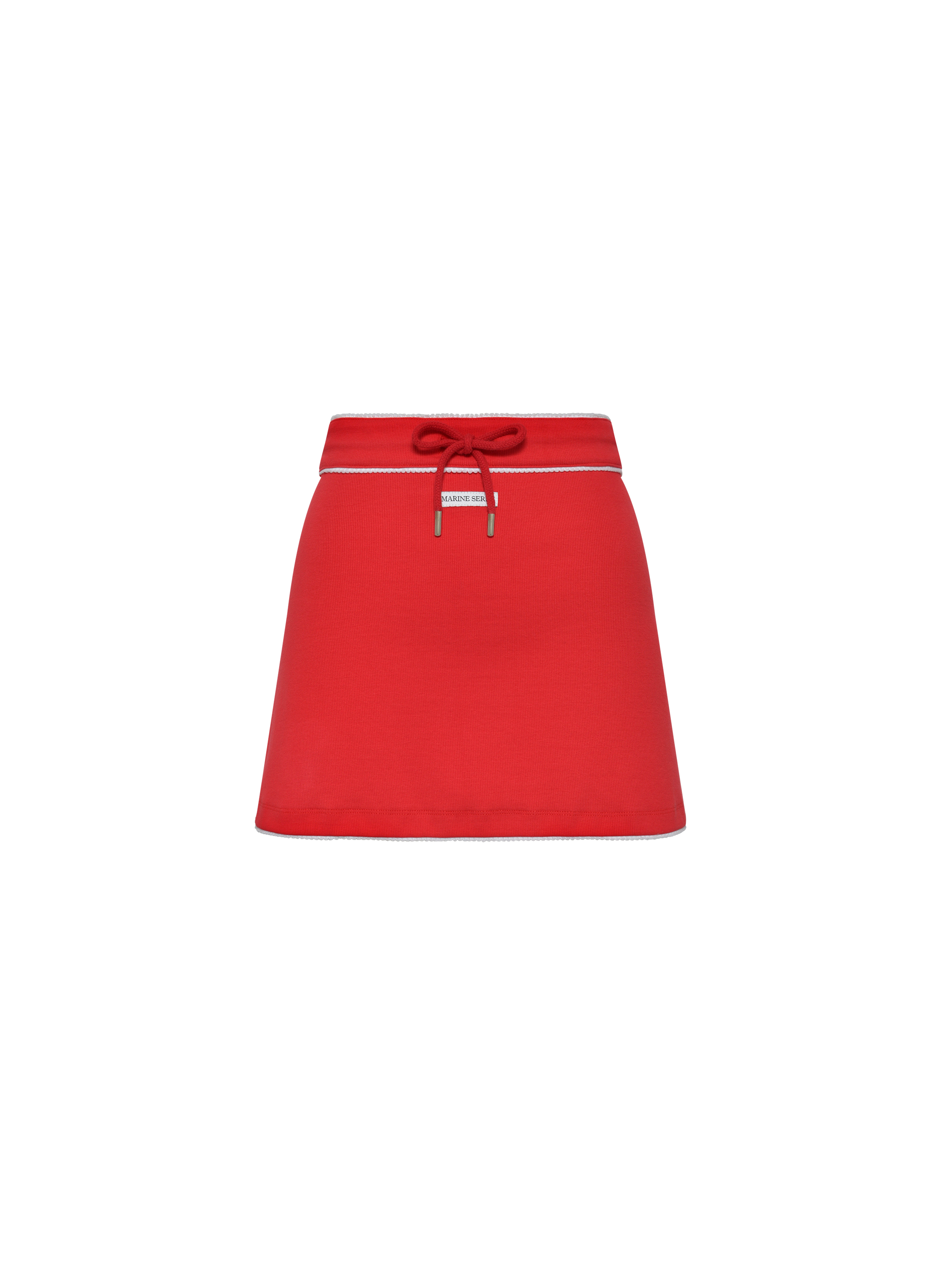 Mini-jupe en jersey côtelé léger à cordon de serrage en coton biologique MARINE SERRE Rouge