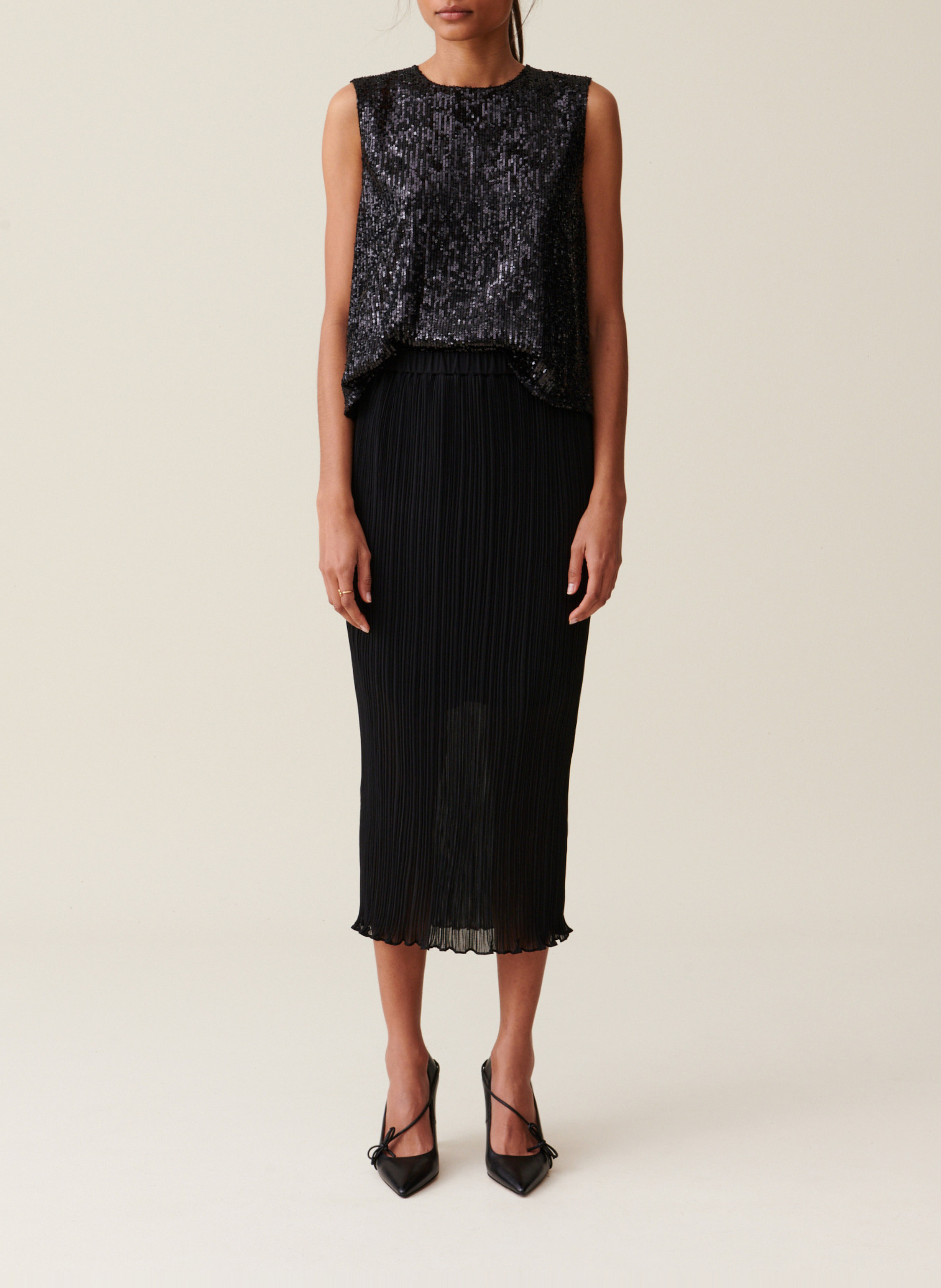 Jupe midi plissée CLAUDIE PIERLOT Noir