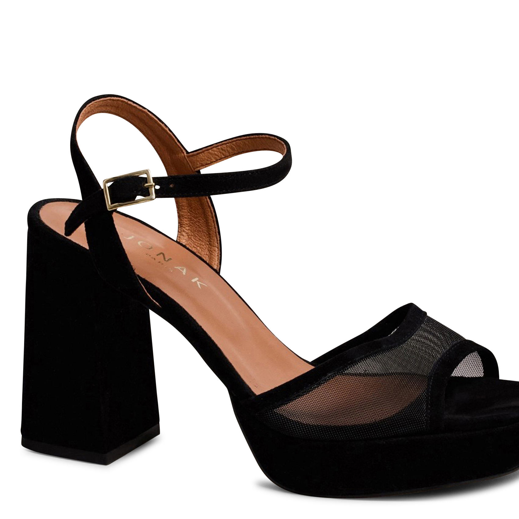 Sandales hautes à résille et cuir mélangé vapo JONAK Noir