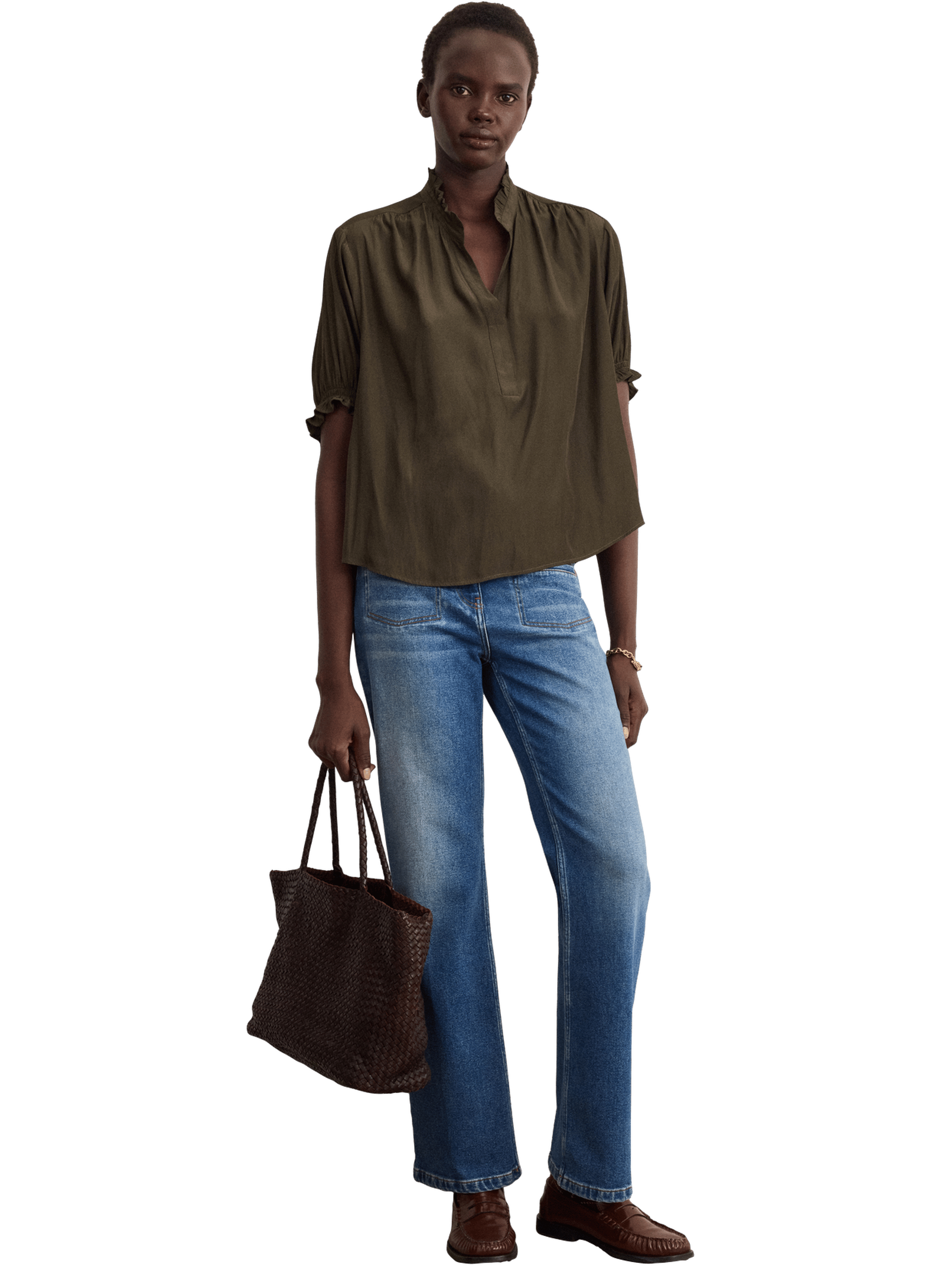 Blouse fluide à volants - coraline PABLO Marron