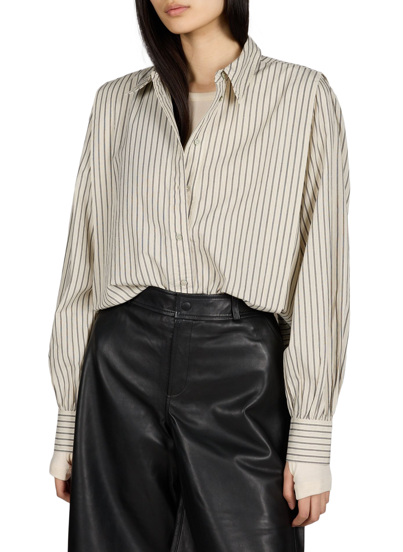 Chemise à rayures Rouellen en coton ROUGE EDIT Beige