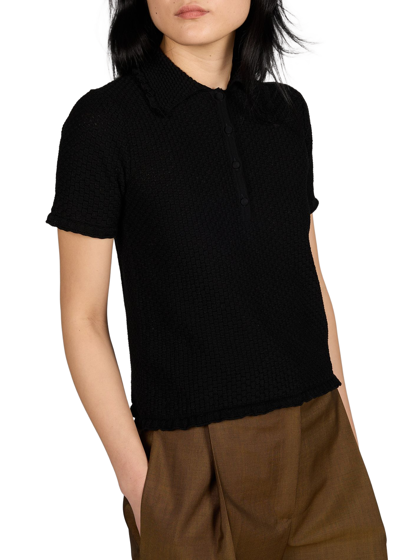 Textured cotton top MOLLI Black