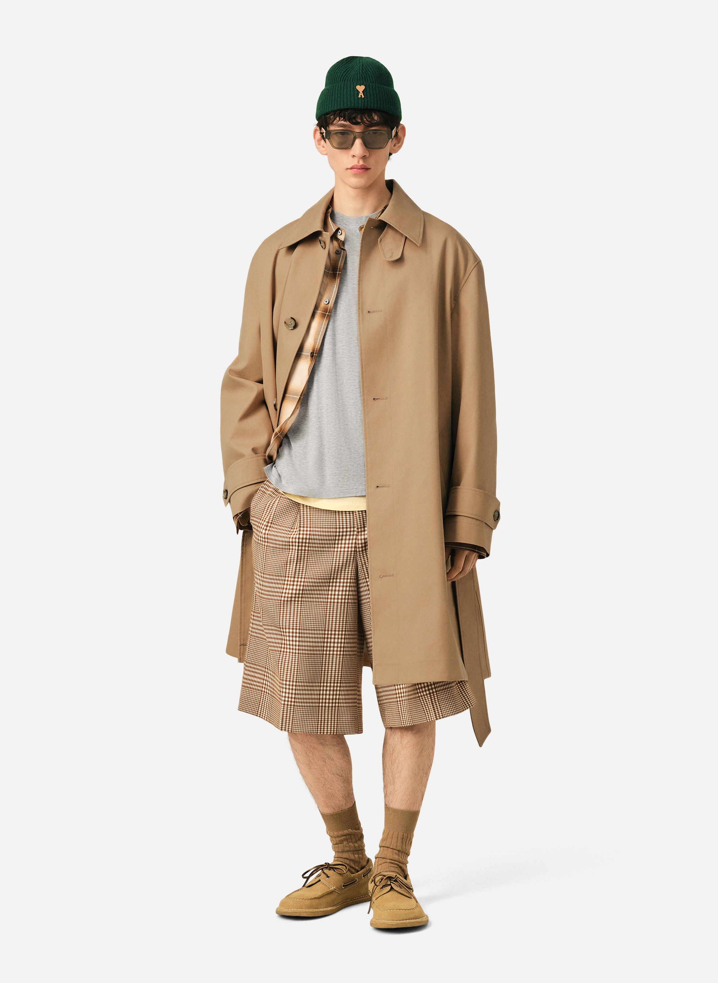 Mac ceinturé en twill de coton déperlant BeigeAMI PARIS