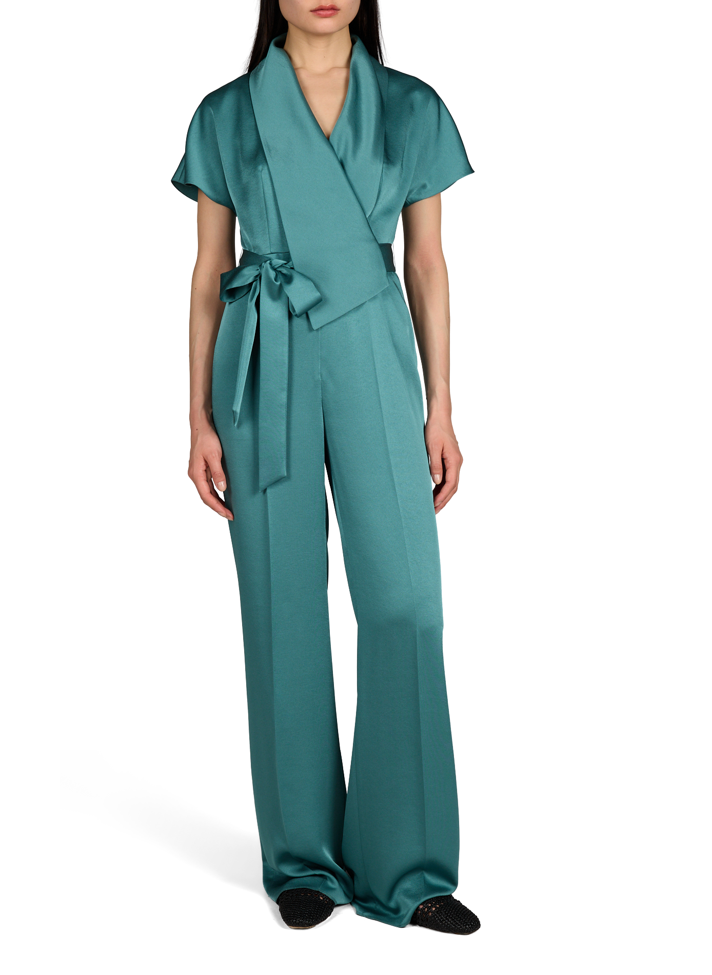 Combinaison droite satinée ADOLFO DOMINGUEZ Vert
