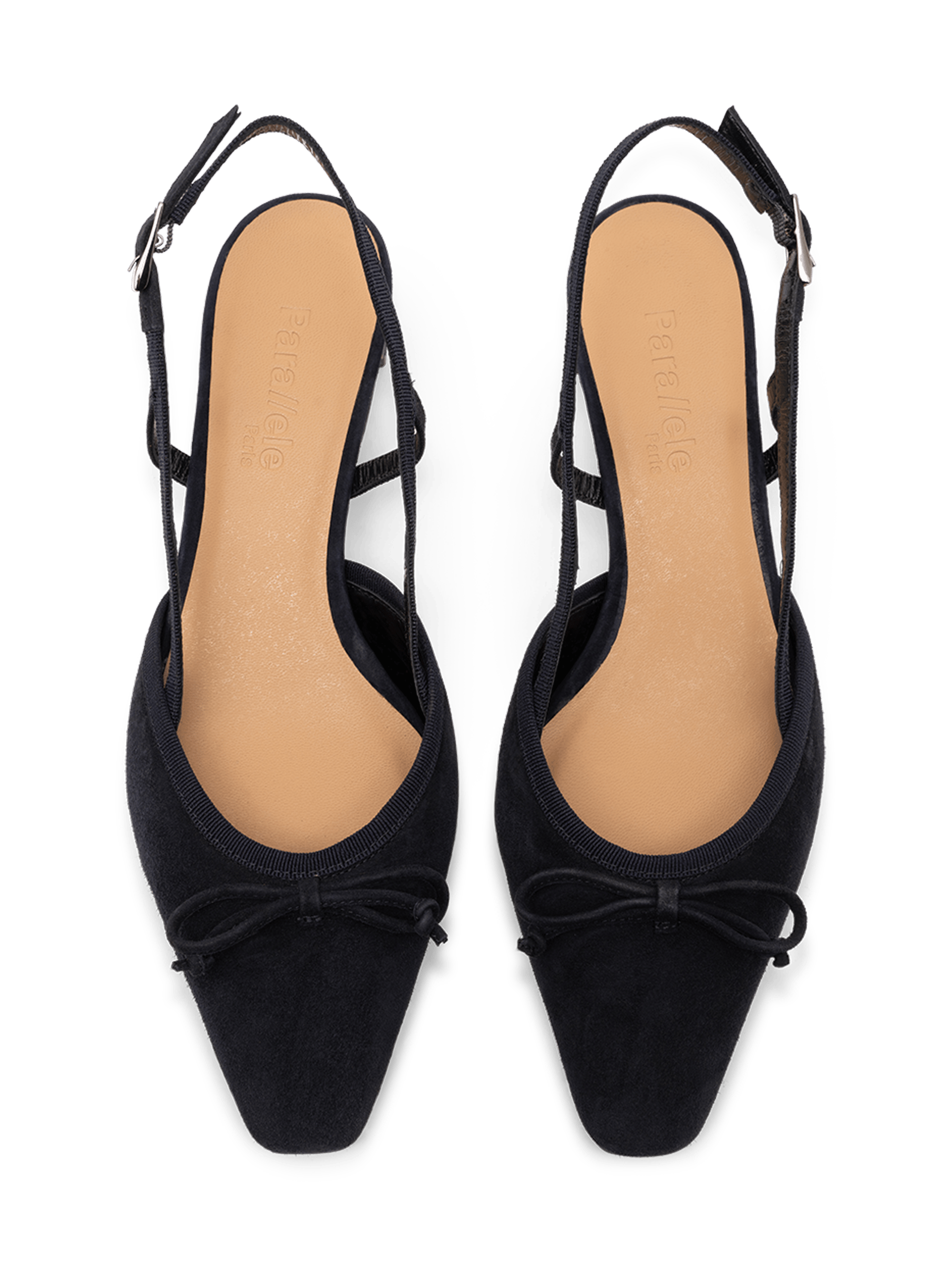 Sling back agata en chevre velours PARALLELE Bleu