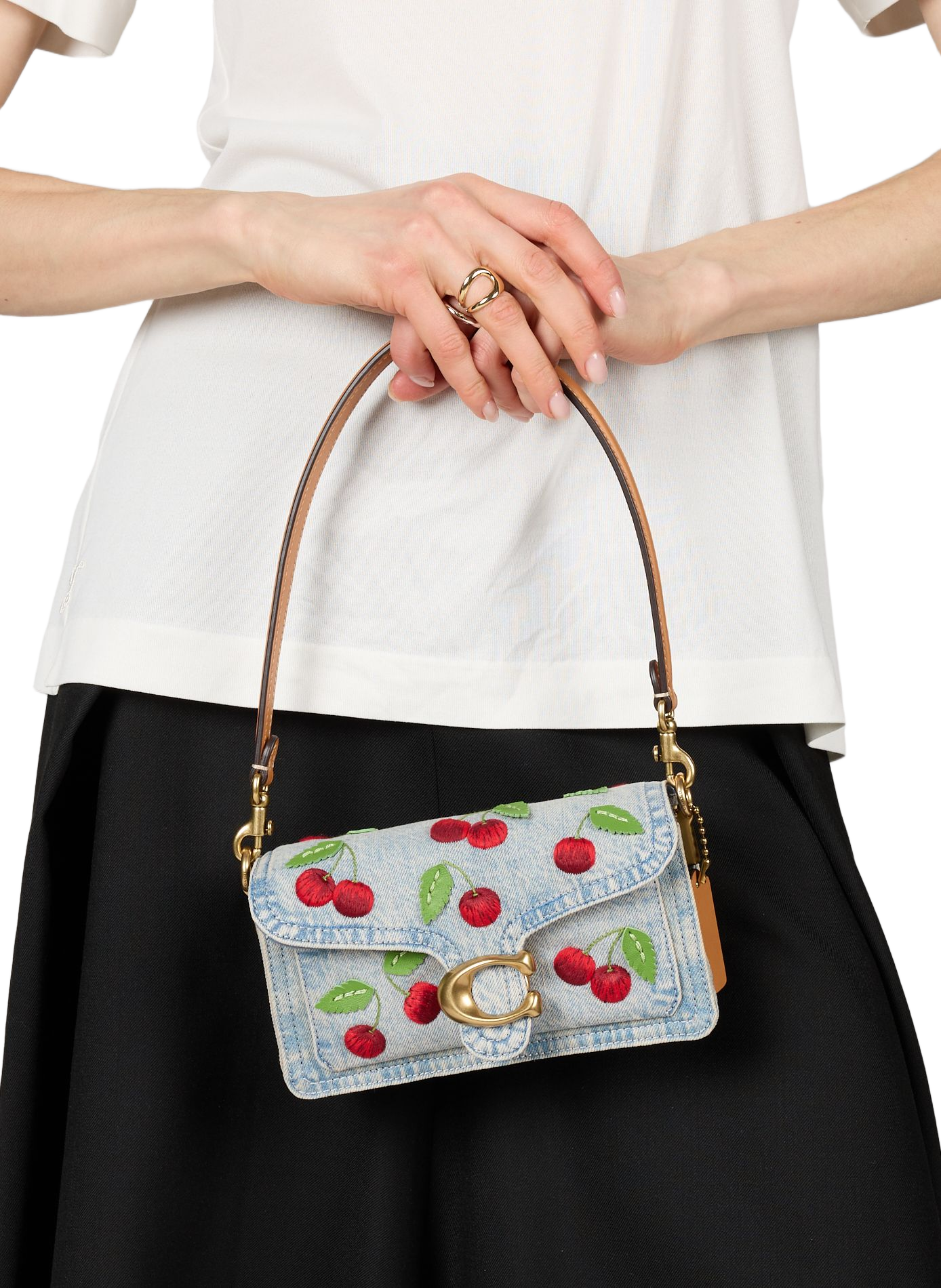 Sac à main brodé Tabby 20 en coton et cuir  COACH Bleu