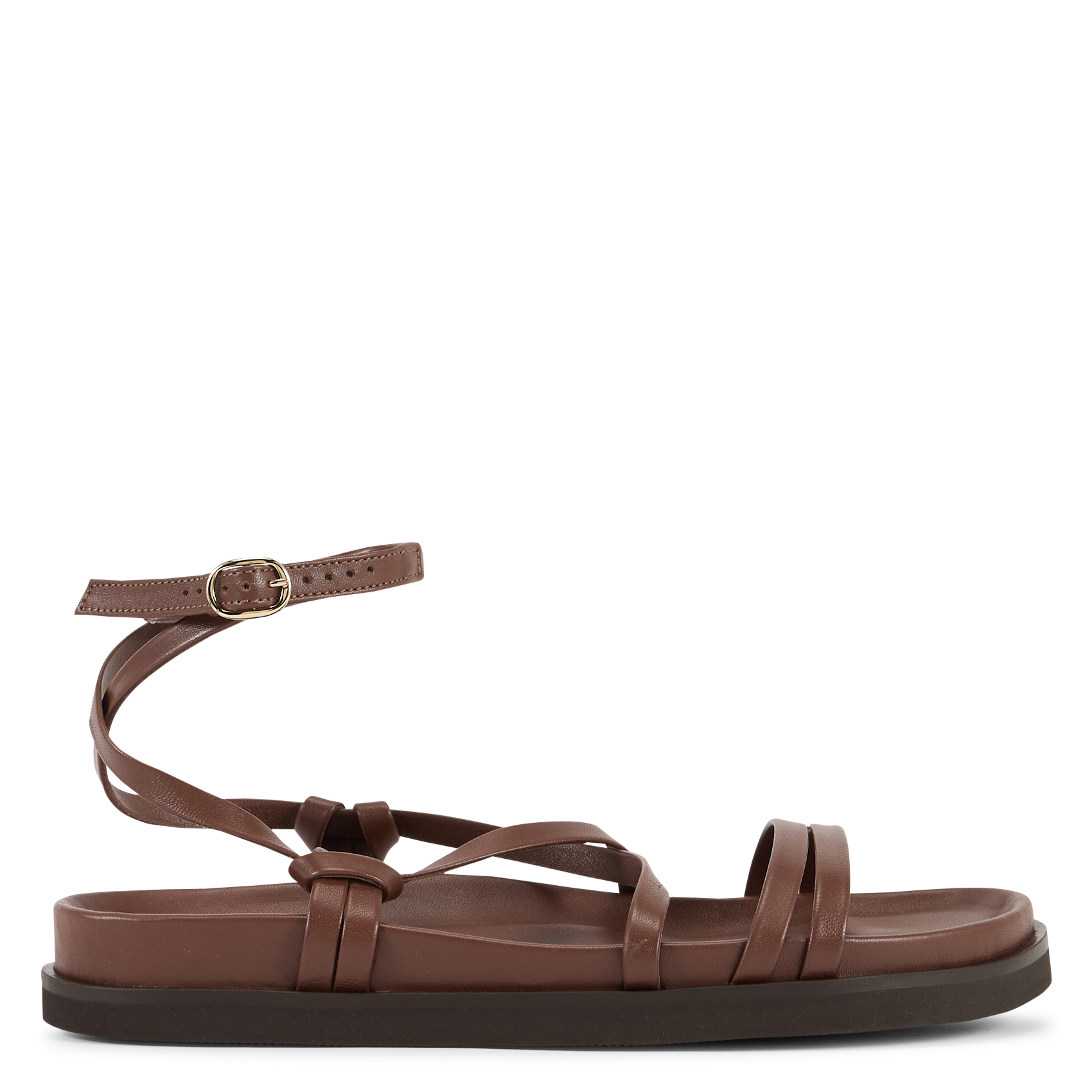 Sandales plates en cuir salina BOBBIES Marron