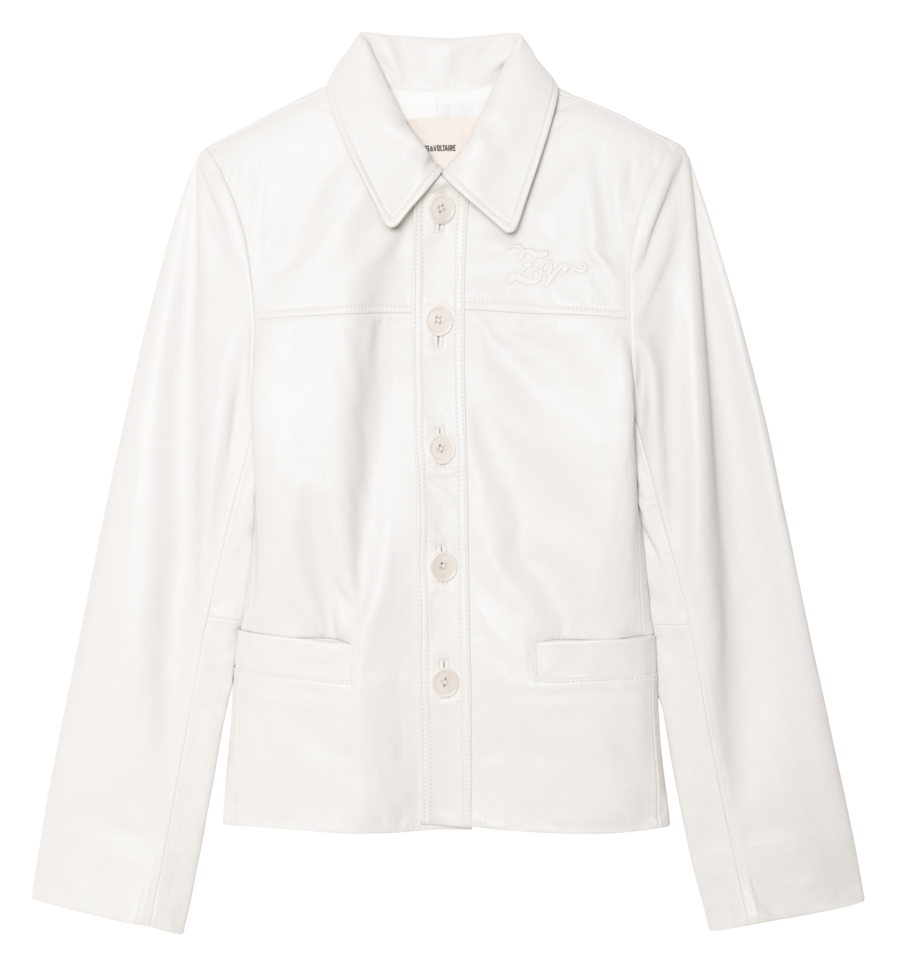 Veste col classique en cuir liamys ZADIG&VOLTAIRE Blanc