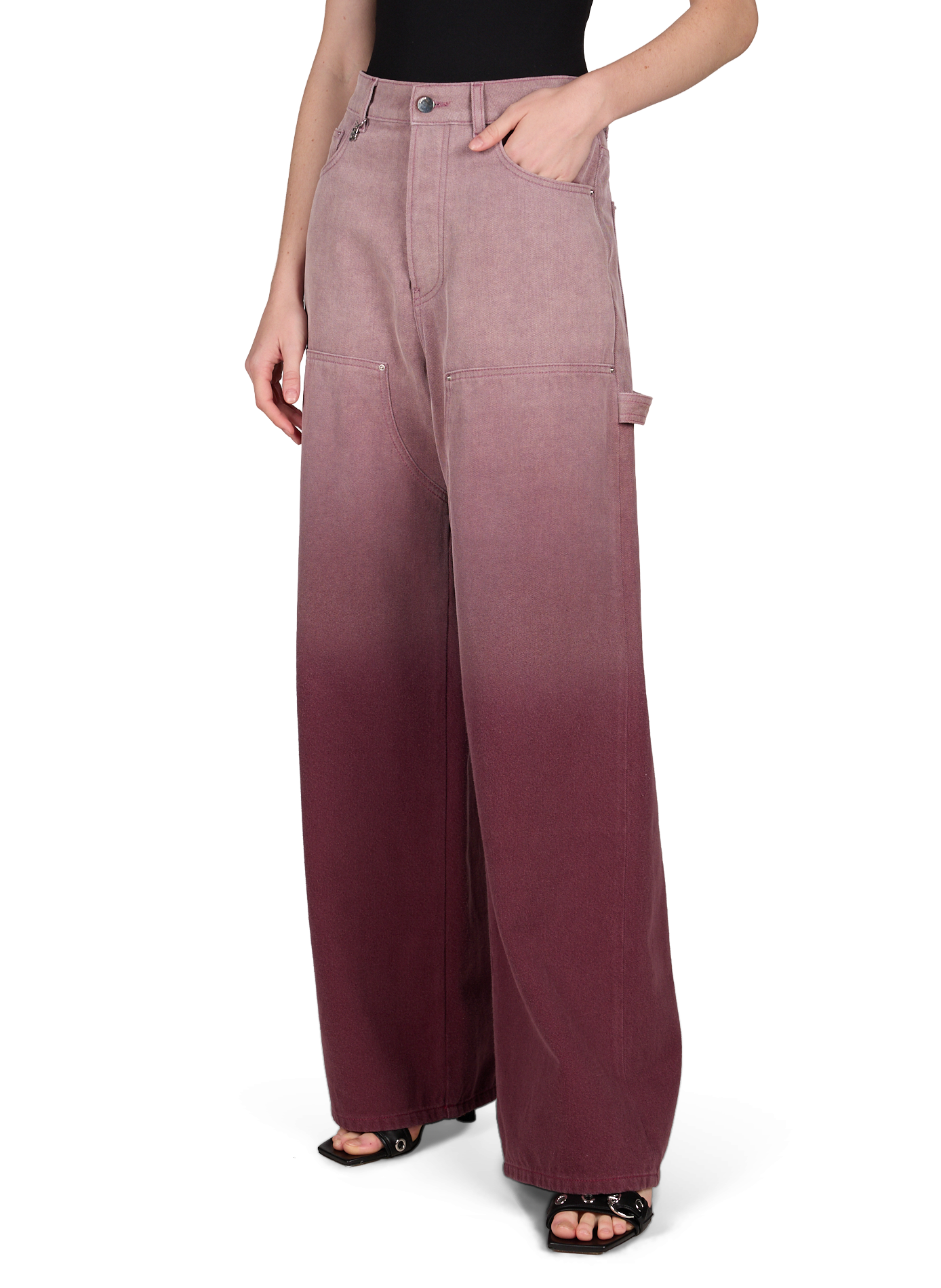 Jean dégradé à empiècement en coton  AMIRI Rouge