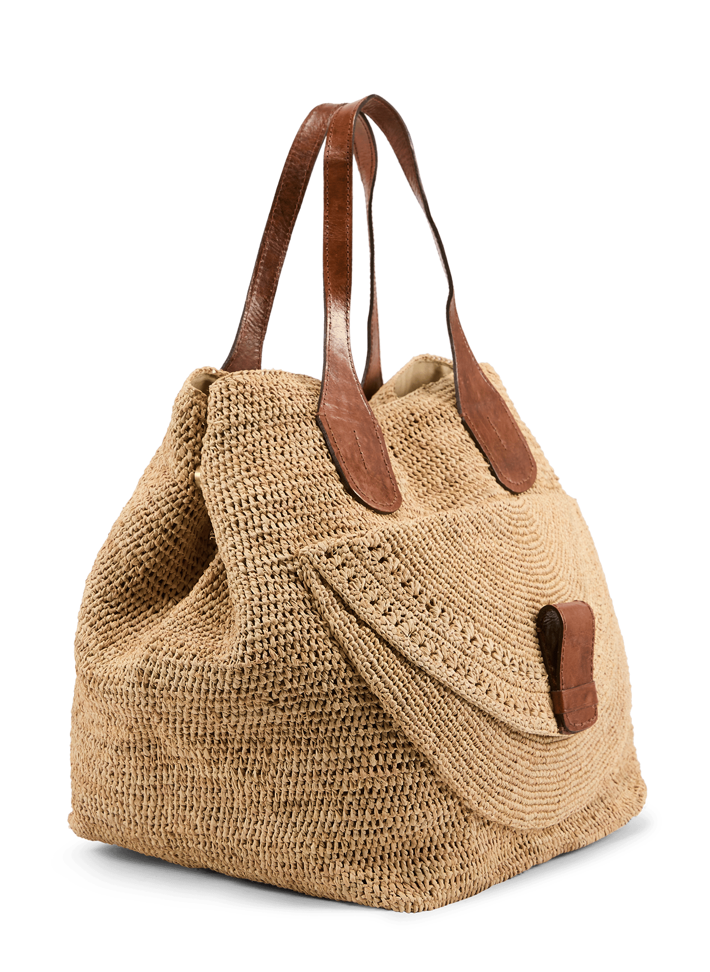 Laza II raffia and cotton bag IBELIV Beige