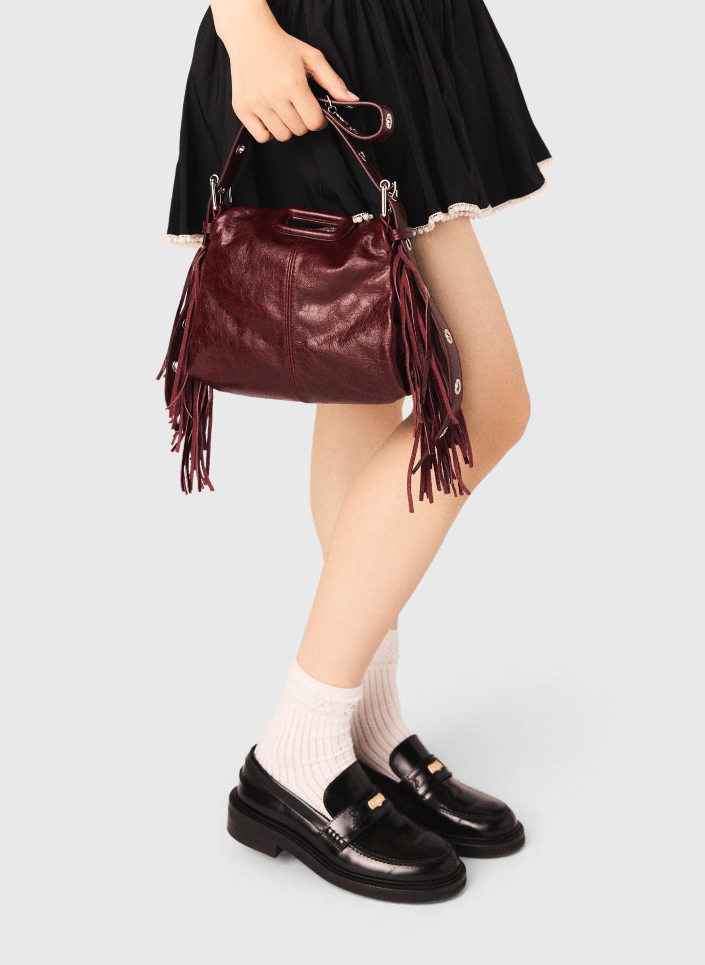 Sac porté épaule en cuir miss m mini MAJE Rouge