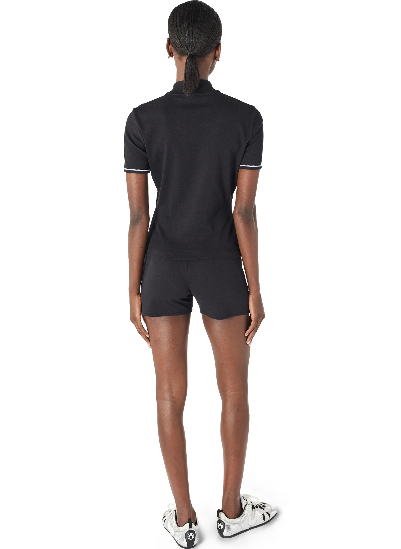 Polo en jersey côtelé léger en coton biologique MARINE SERRE Noir