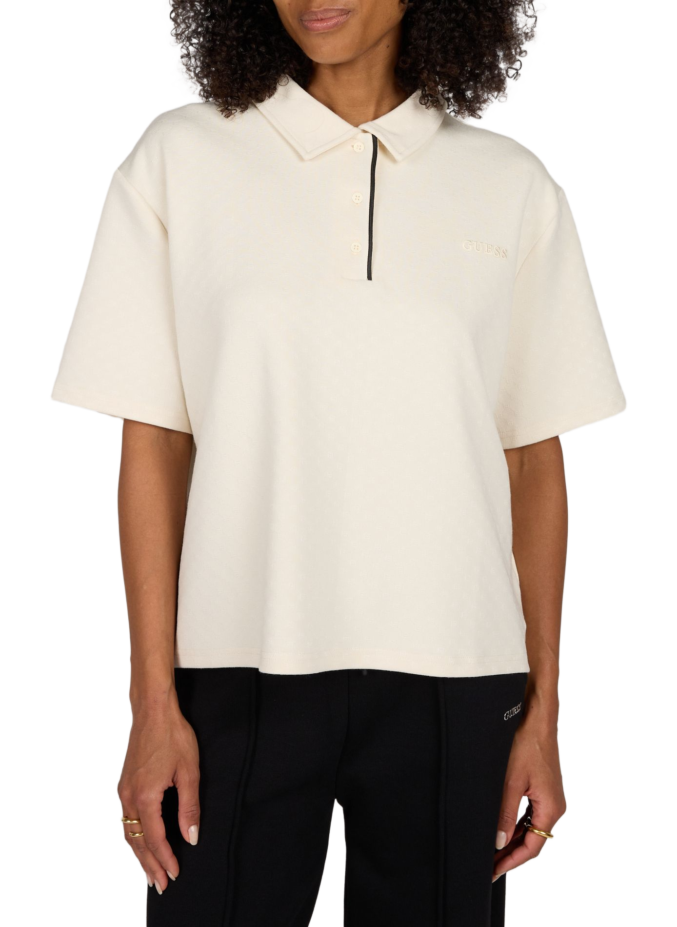 Plain short-sleeved polo GUESS White