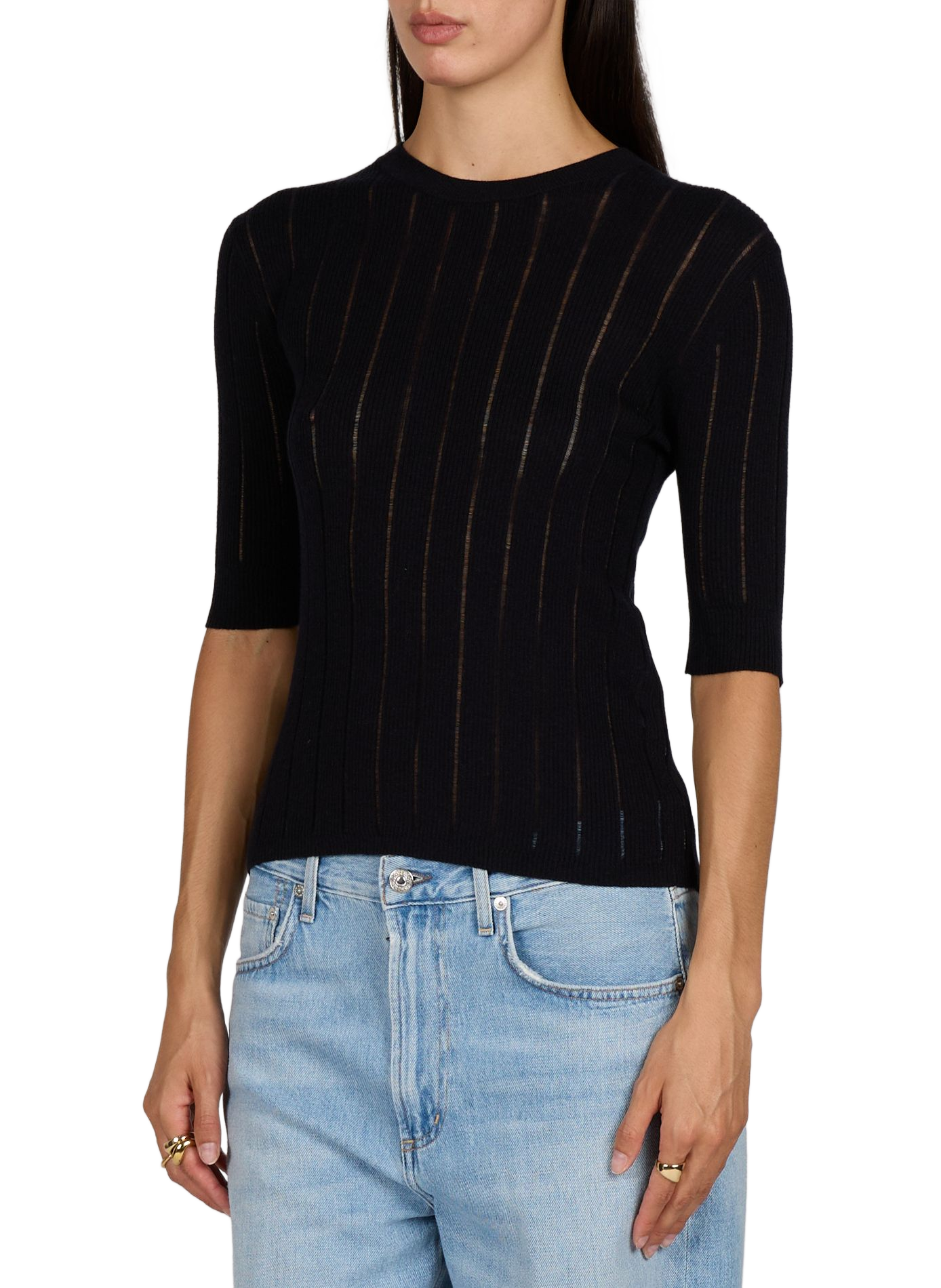 Short-sleeved wool and silk jumper MAX MARA STUDIO Blue