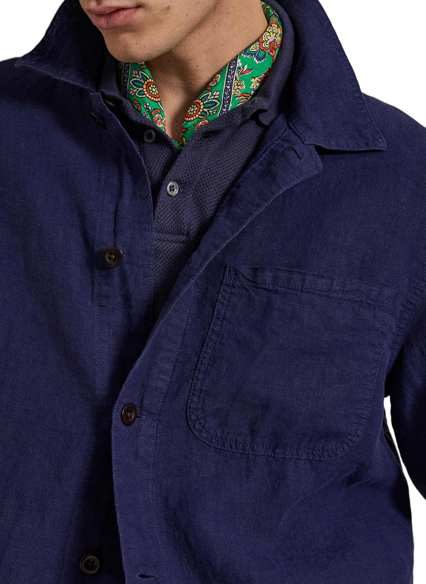 Blouson col classique en lin | Bleu POLO RALPH LAUREN Homme
