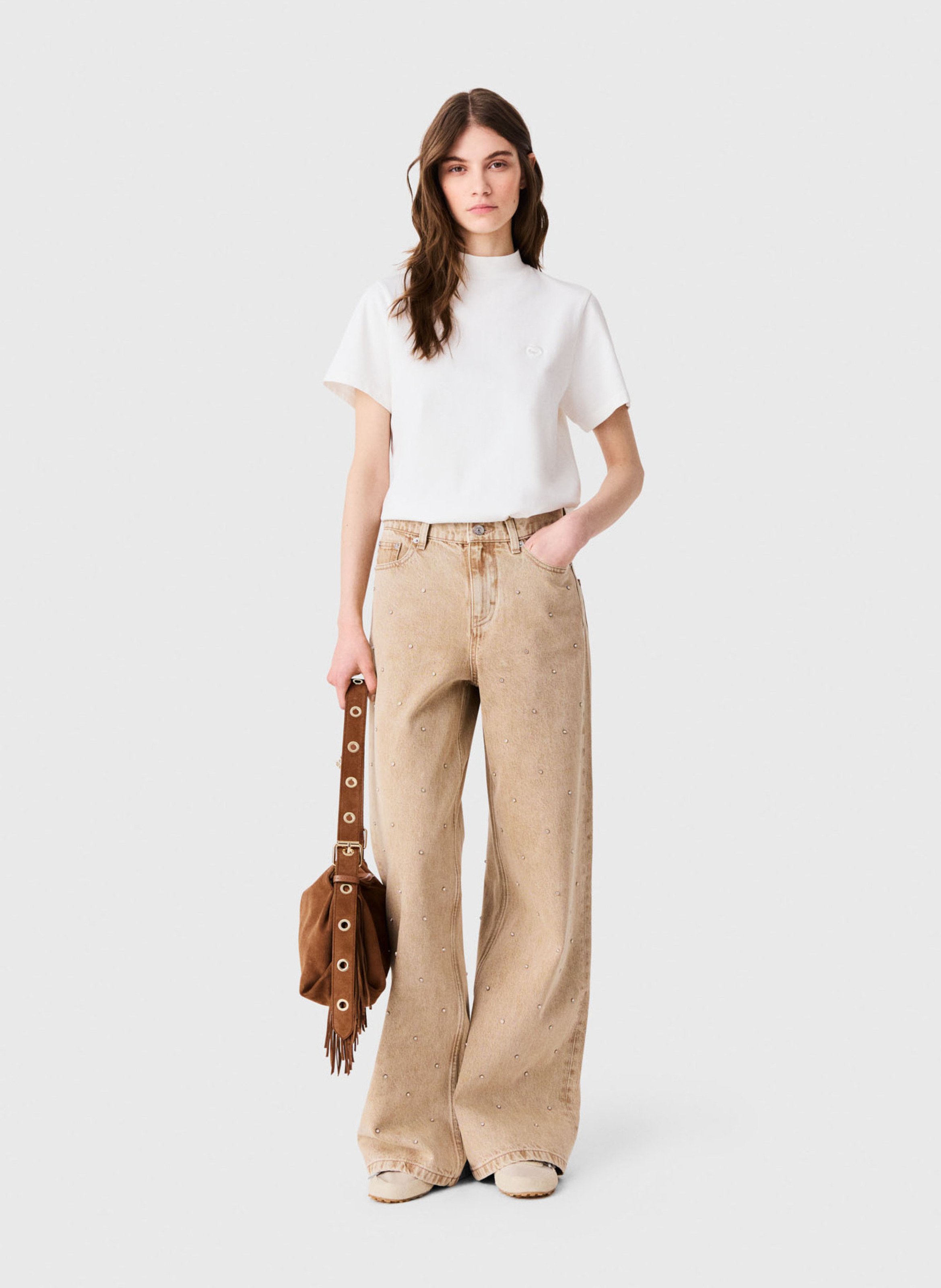 Tee-shirt droit en coton MAJE Blanc