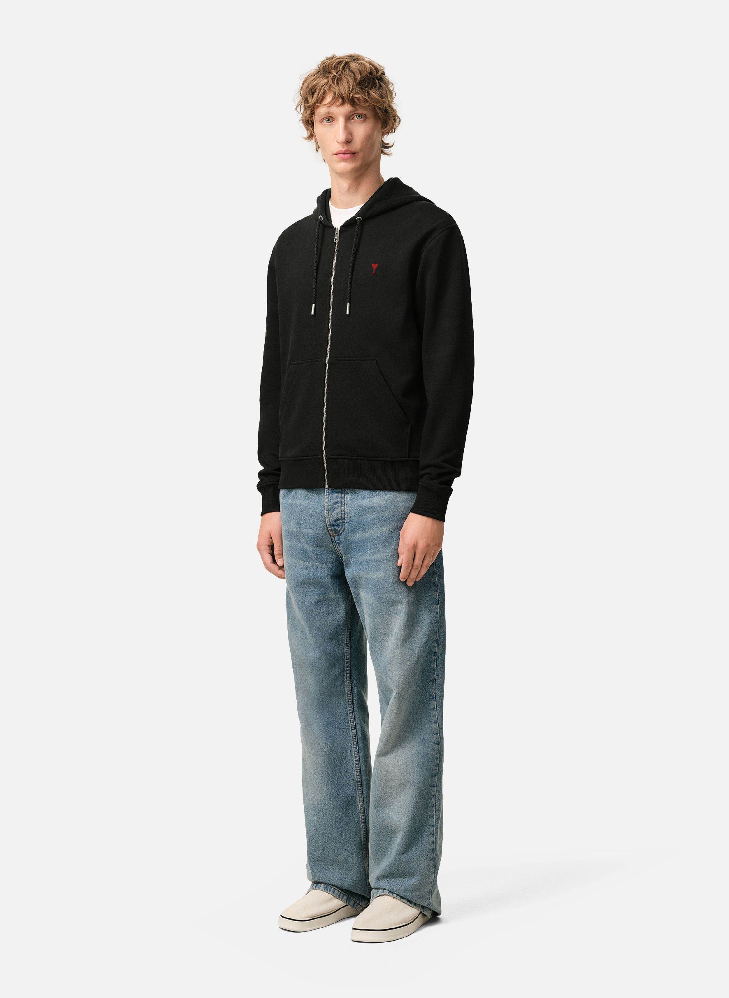 Hoodie zippé ami de coeur rouge unisexe AMI PARIS Noir