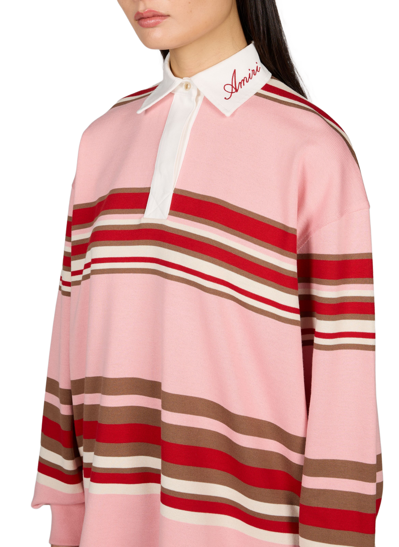 Polo à rayures AMIRI Rose