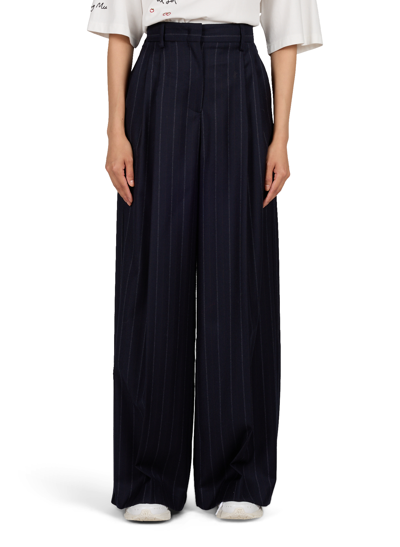 High-waisted wide-leg pants in blended wool MAX MARA WEEK END Blue