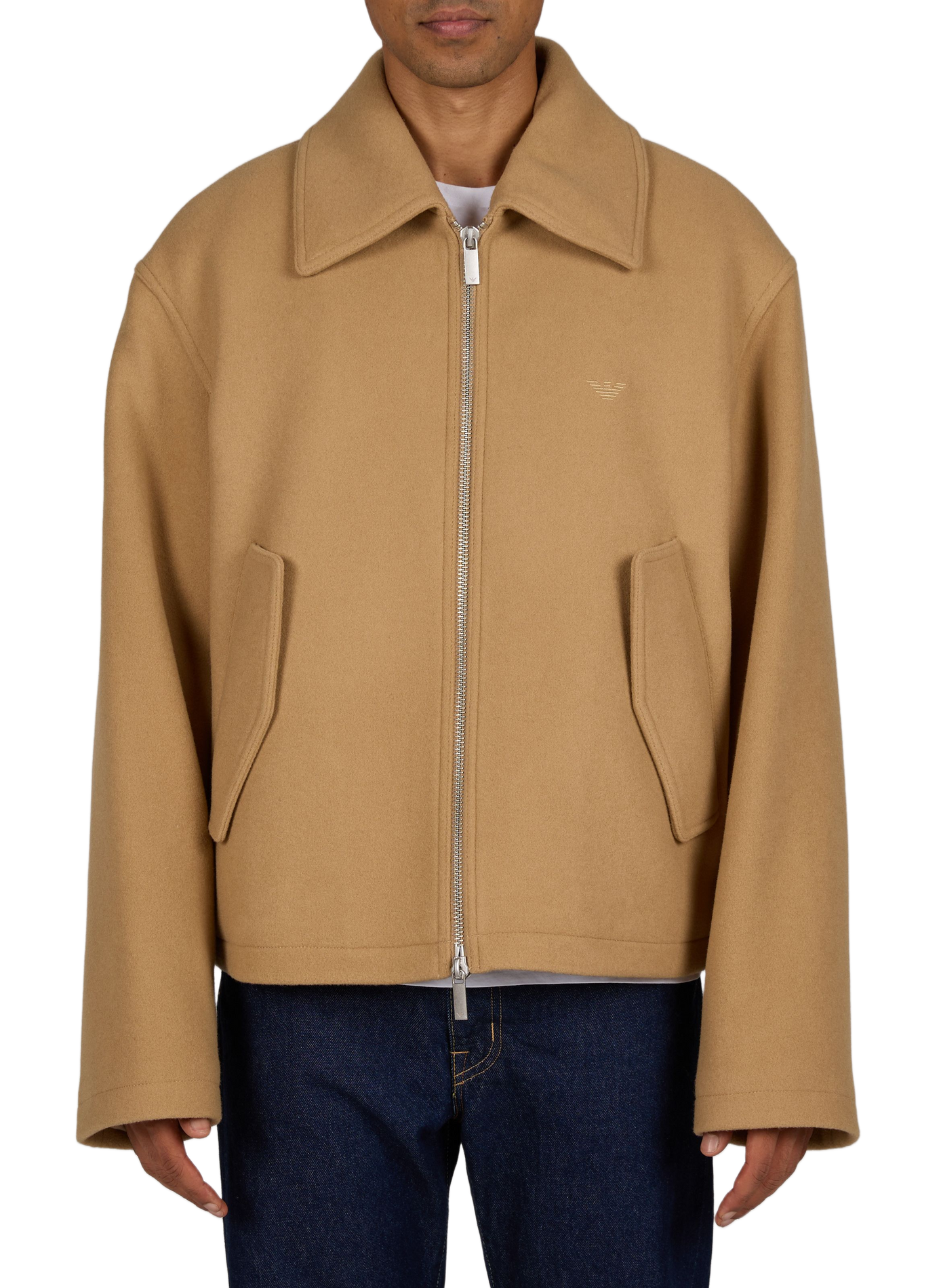 Jacke mit klassischem Kragen aus Wolle EMPORIO ARMANI Beige