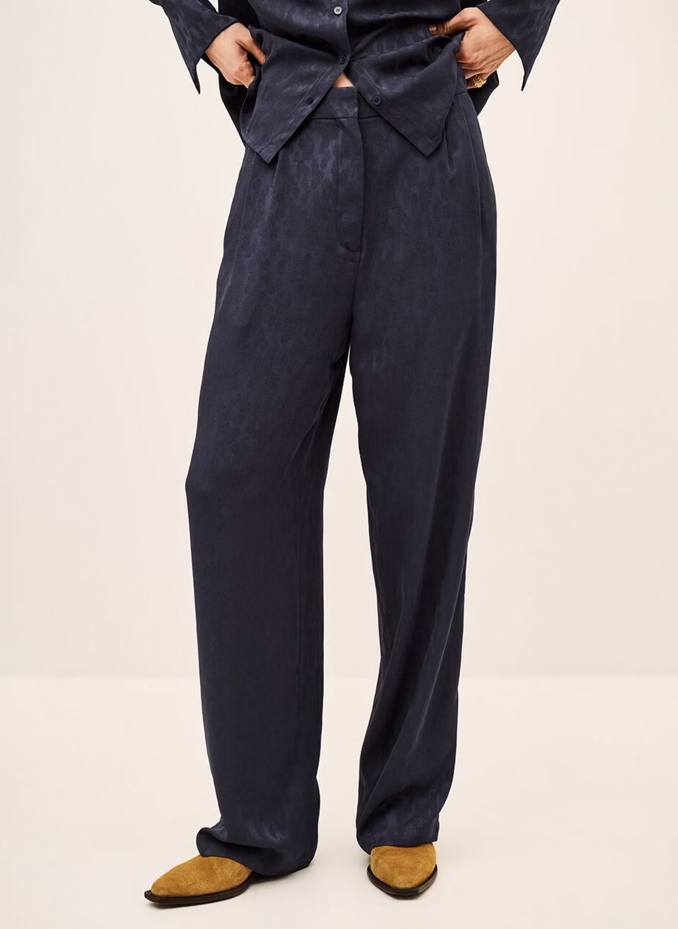 Pantalon droit fluide en jacquard heloy BA&SH Bleu