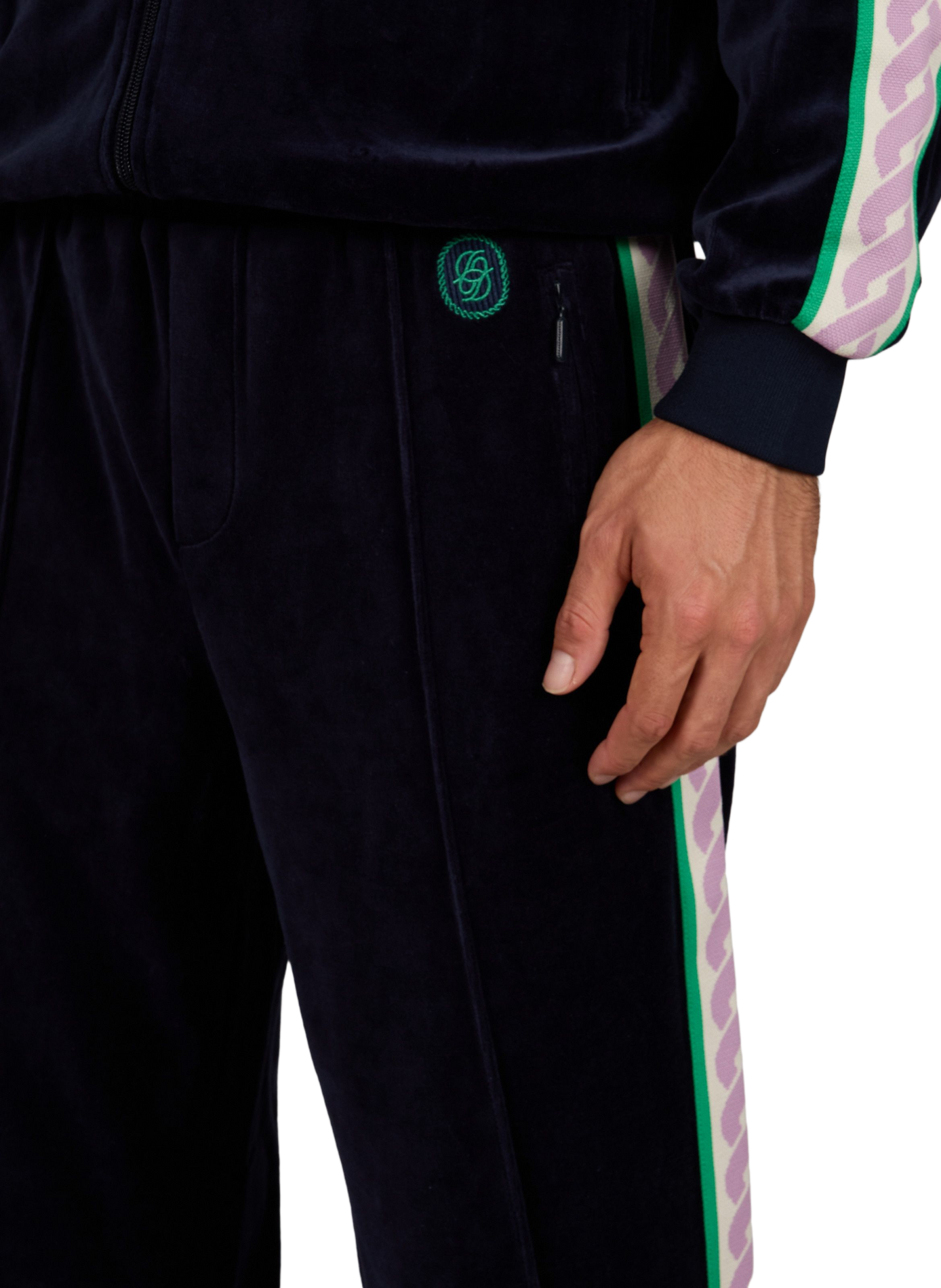 Cotton-blend velour track pants DROLE DE MONSIEUR Blue