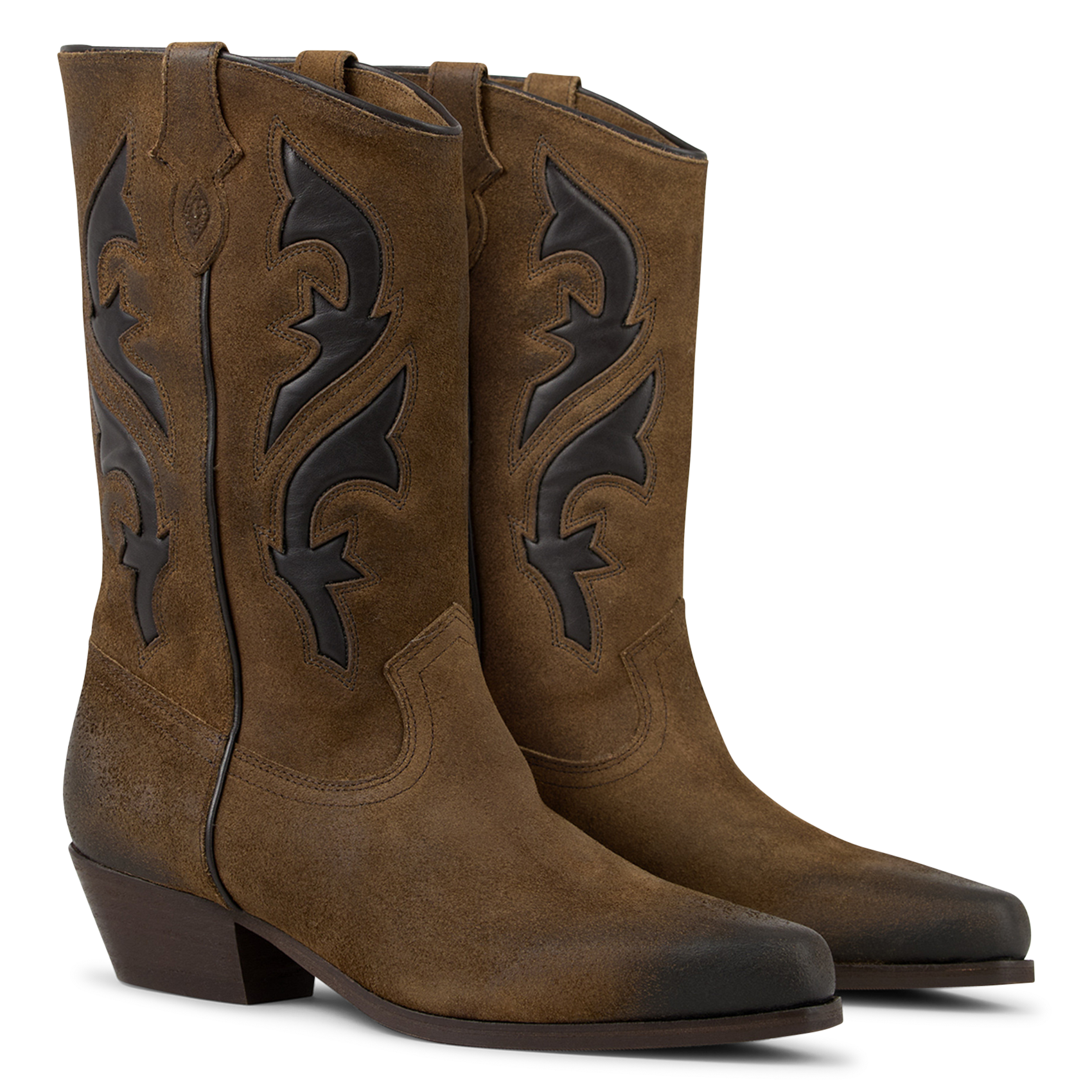Bottes en cuir velours curtis BA&SH Beige