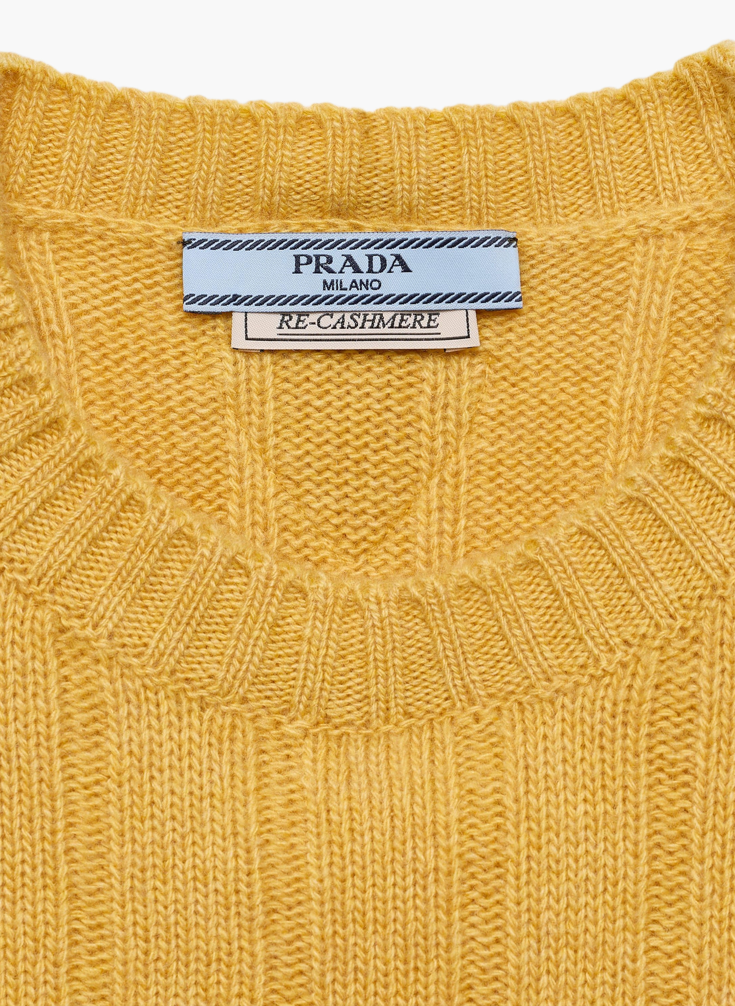 Pull à col rond en re-cashmere PRADA Jaune