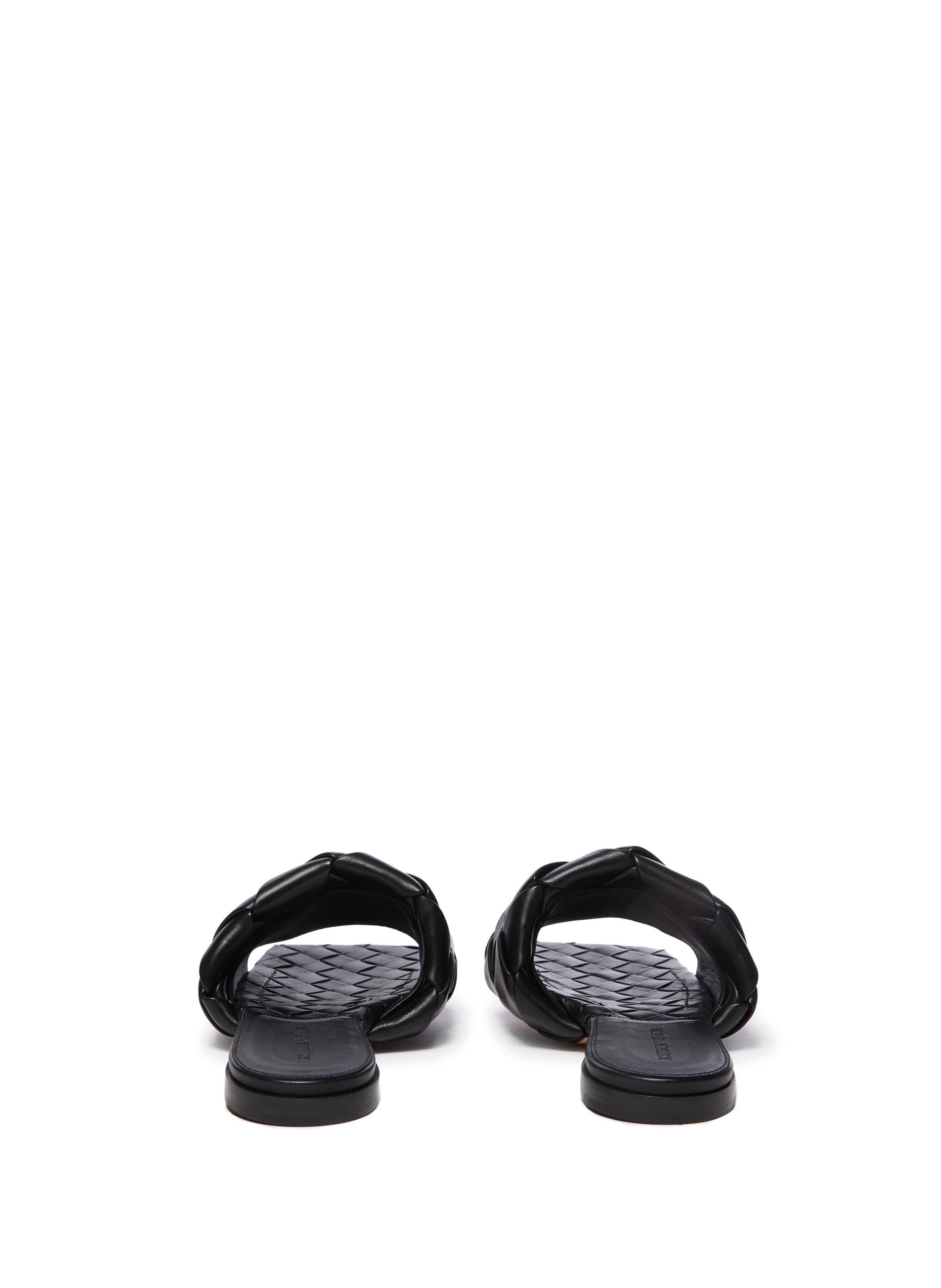 Sandales plates en cuir tressé BOTTEGA VENETA Noir