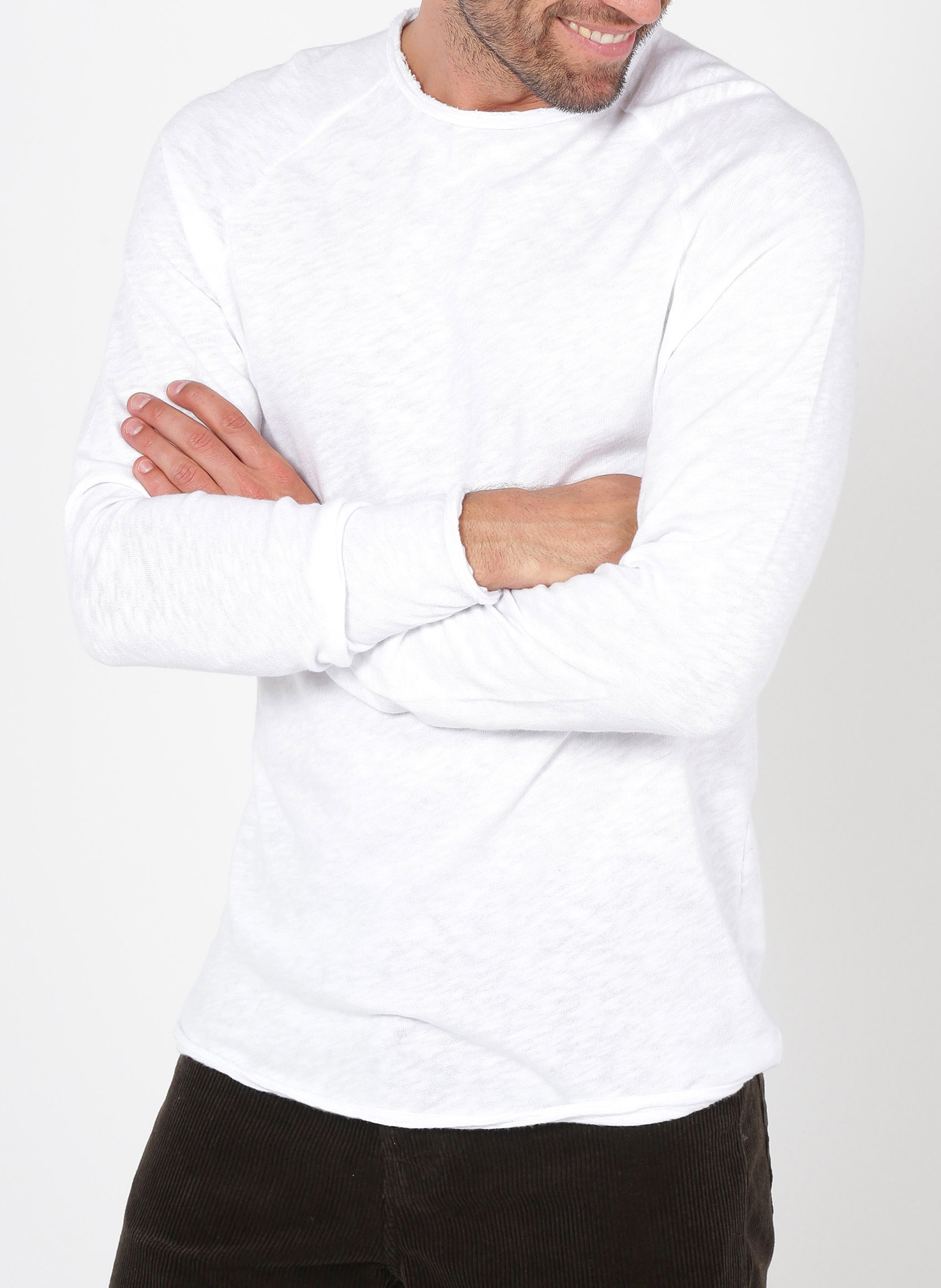 Tee-shirt col rond en coton flammé sonoma AMERICAN VINTAGE Blanc