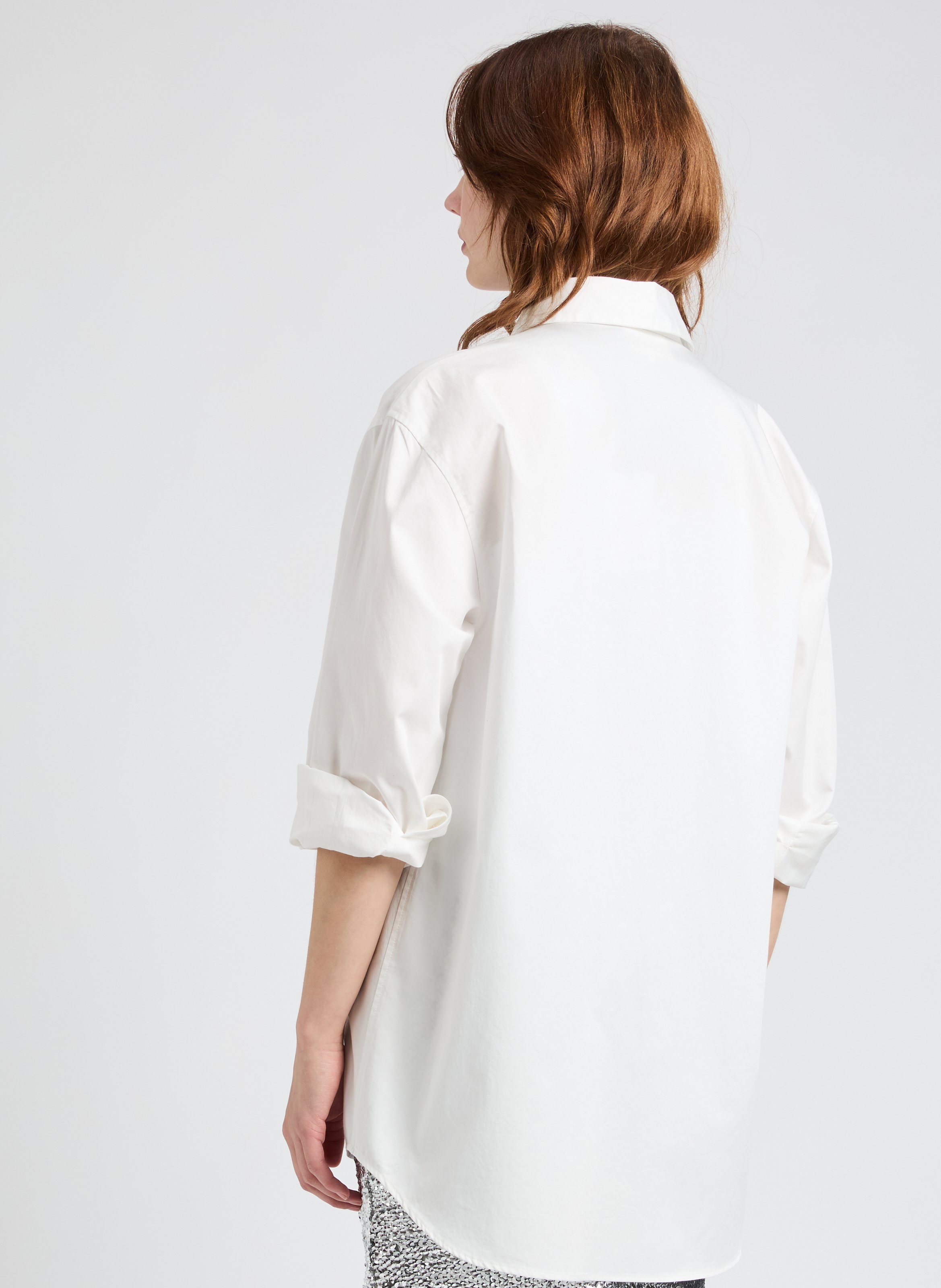 Straight long cotton shirt SAISON 1865 White