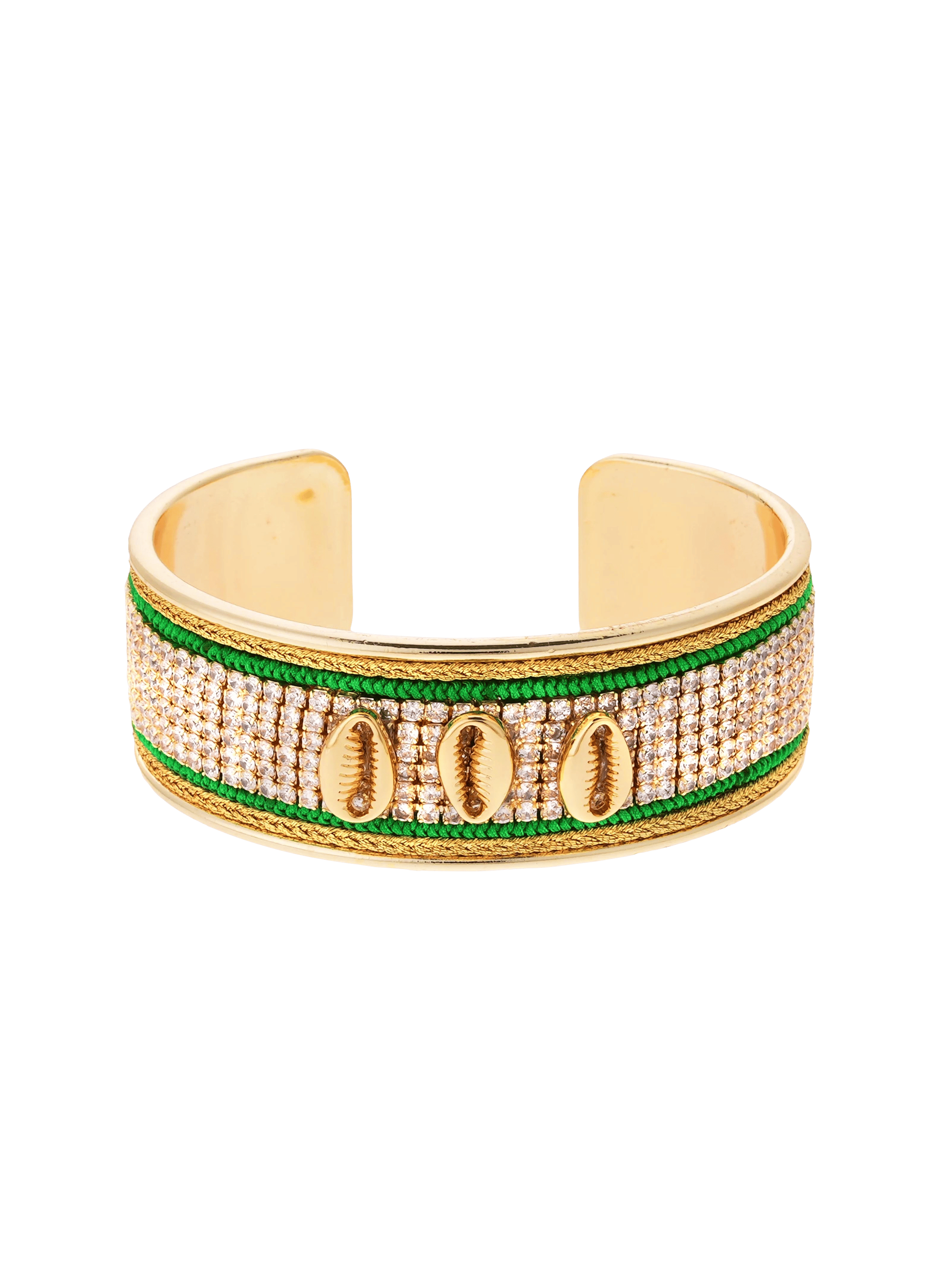 Bracelet jonc ajustable avec coquillages et strass diadema HIPANEMA Vert