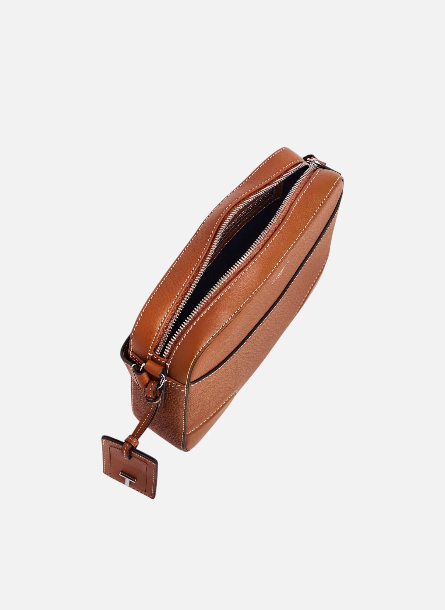 Sac bandoulière moyen modèle Romy en cuir grainé et lisse LE TANNEUR Marron