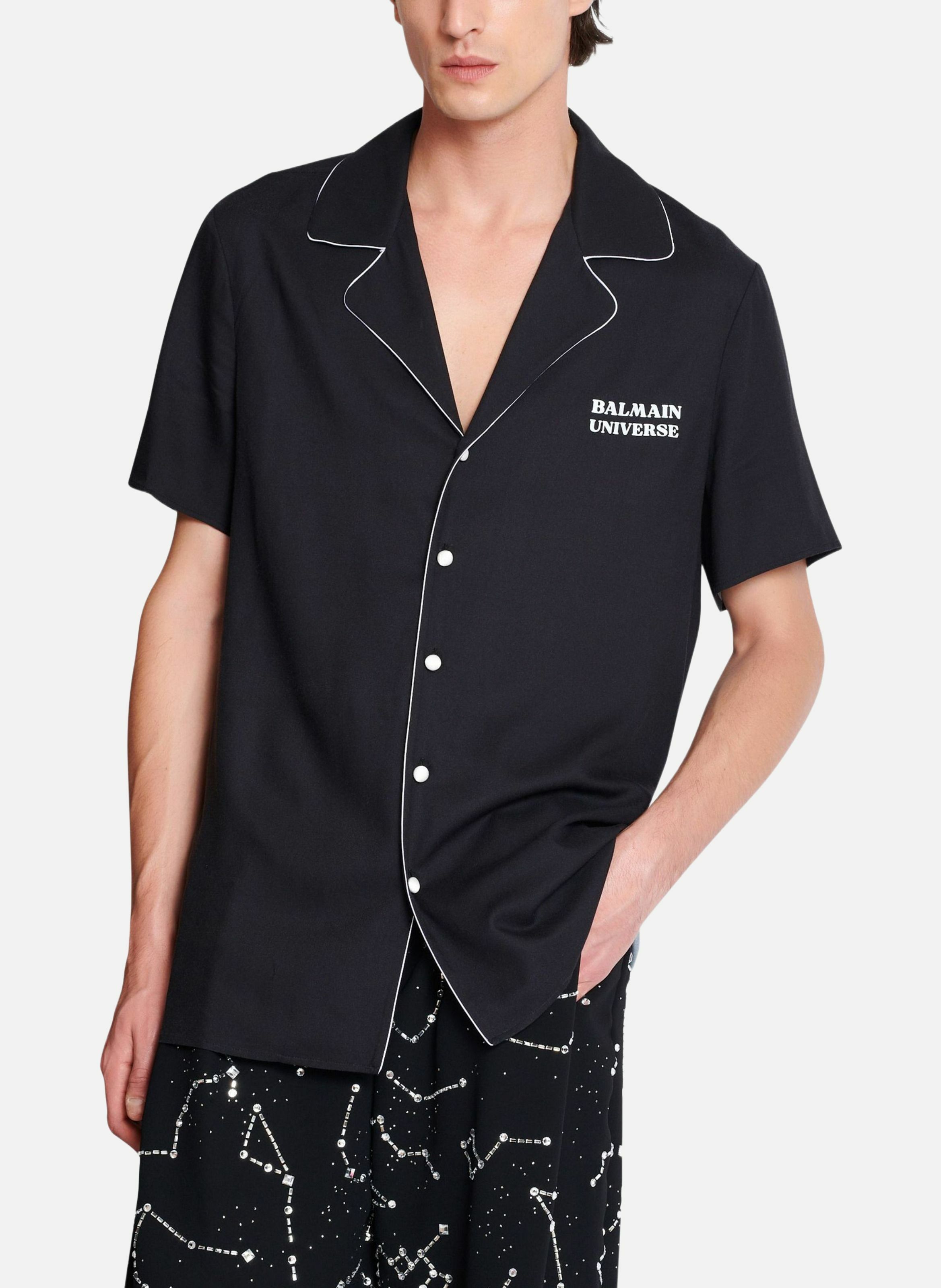 Chemise pyjama imprimée motif 9 planètes BALMAIN Noir