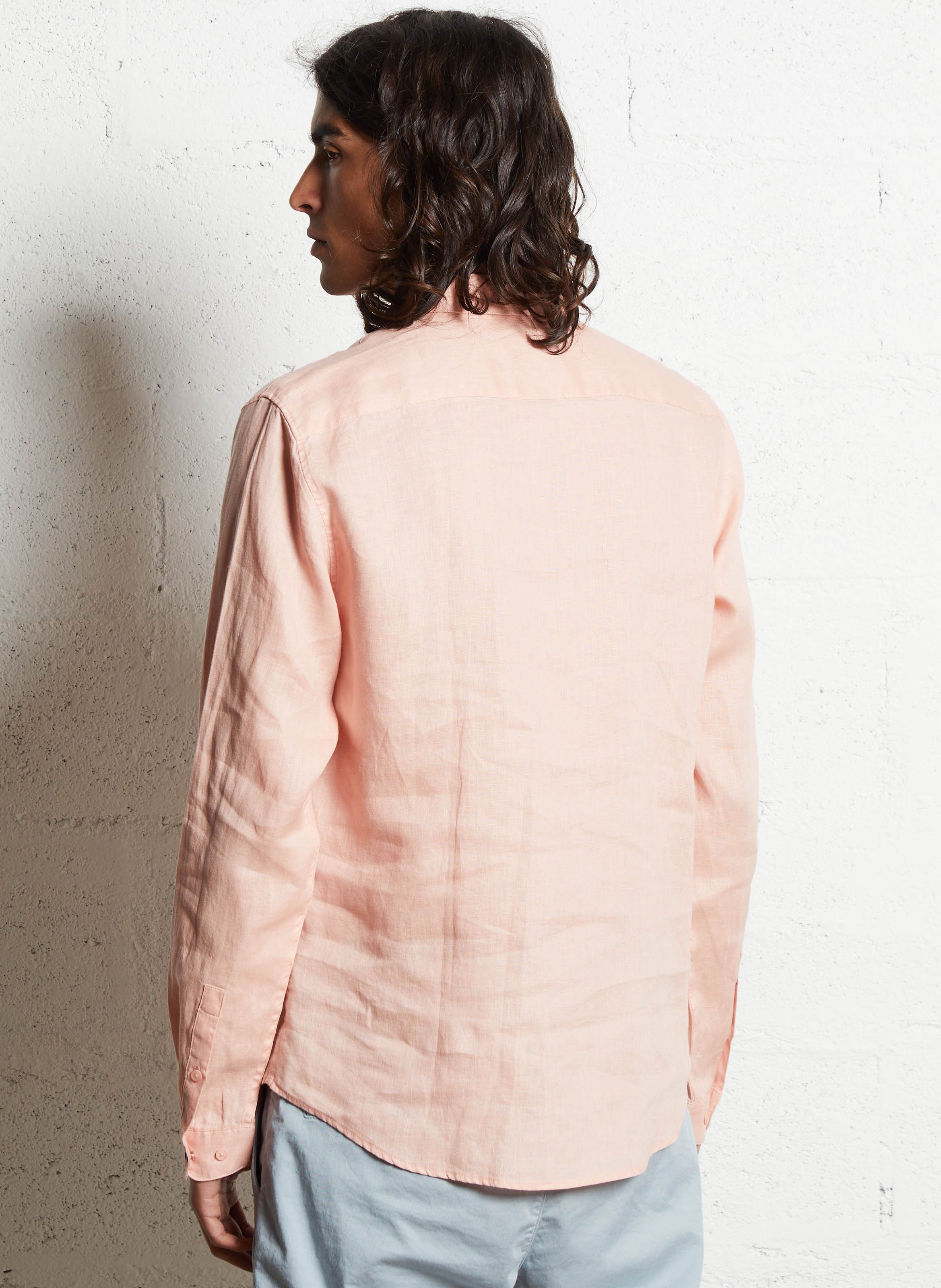Chemise slim-fit en lin IKKS Rose