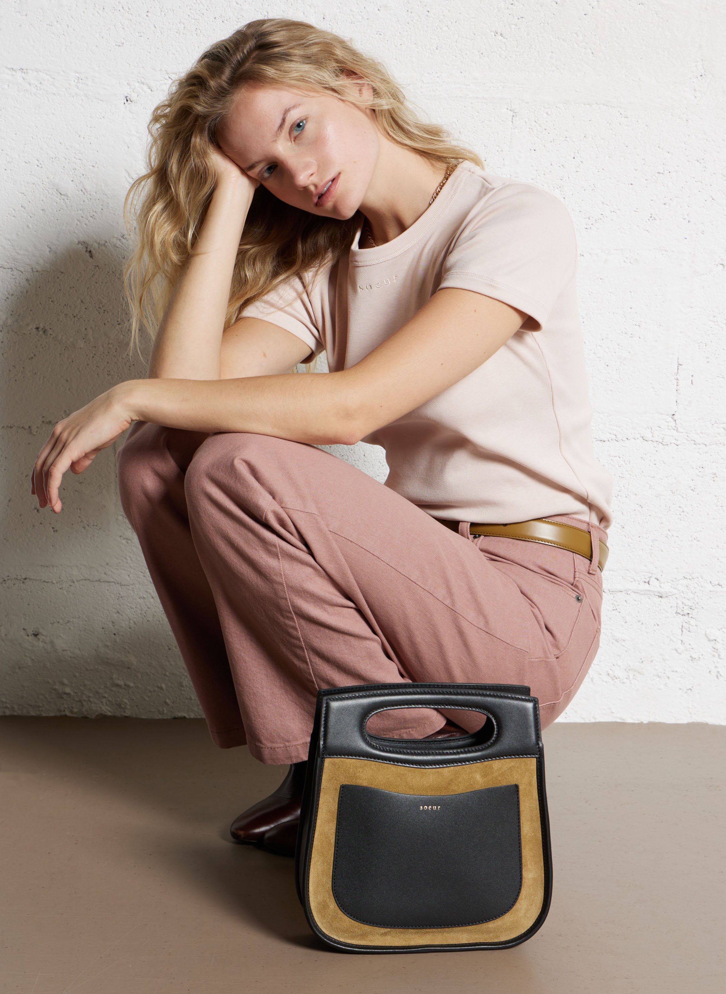 Sac à main bi-matière cheri SOEUR Marron