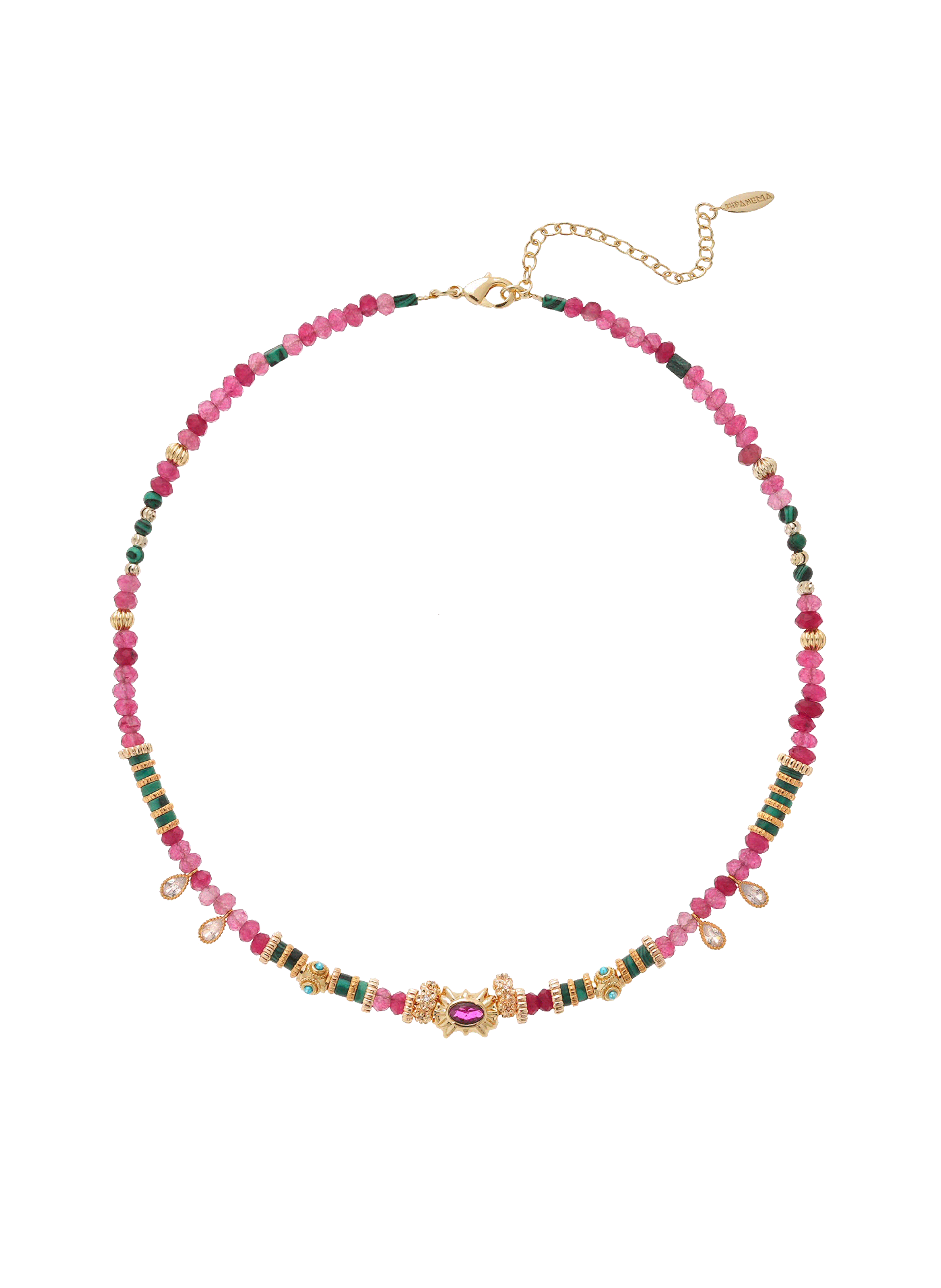 Collier avec perles et pampilles loukoom HIPANEMA Rose