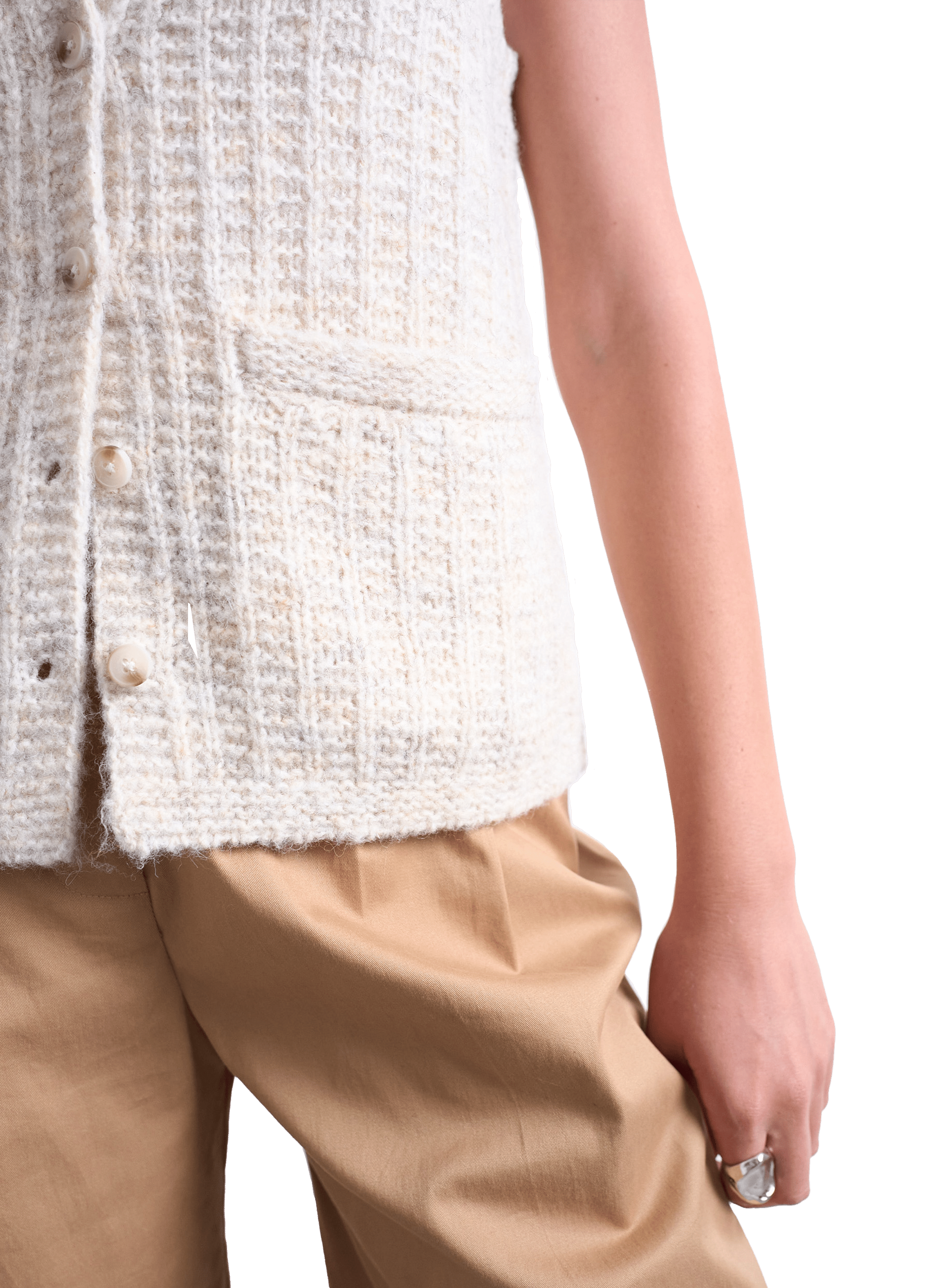 Gilet sans manches en laine mélangée TOPSHOP Beige