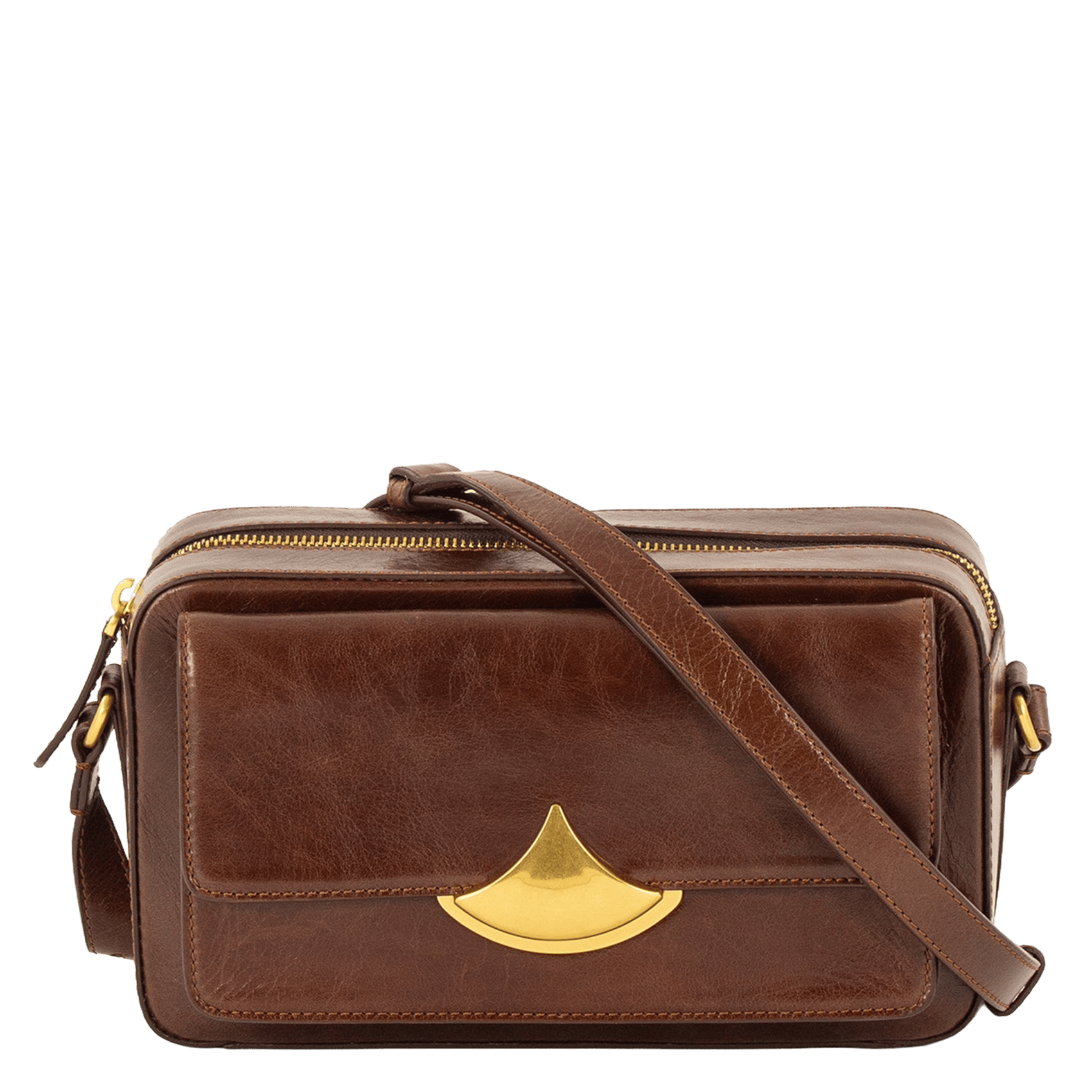 Sac caméra zippé en cuir divicam SESSUN Marron