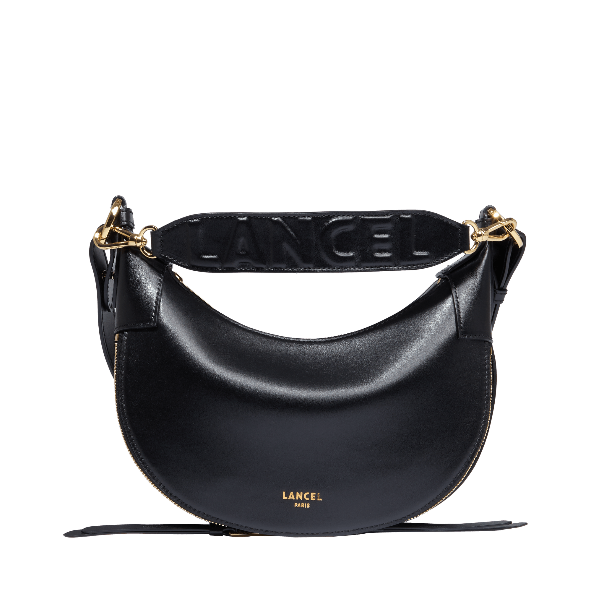 Sac hobo zippé s origami de lancel en cuir LANCEL Noir
