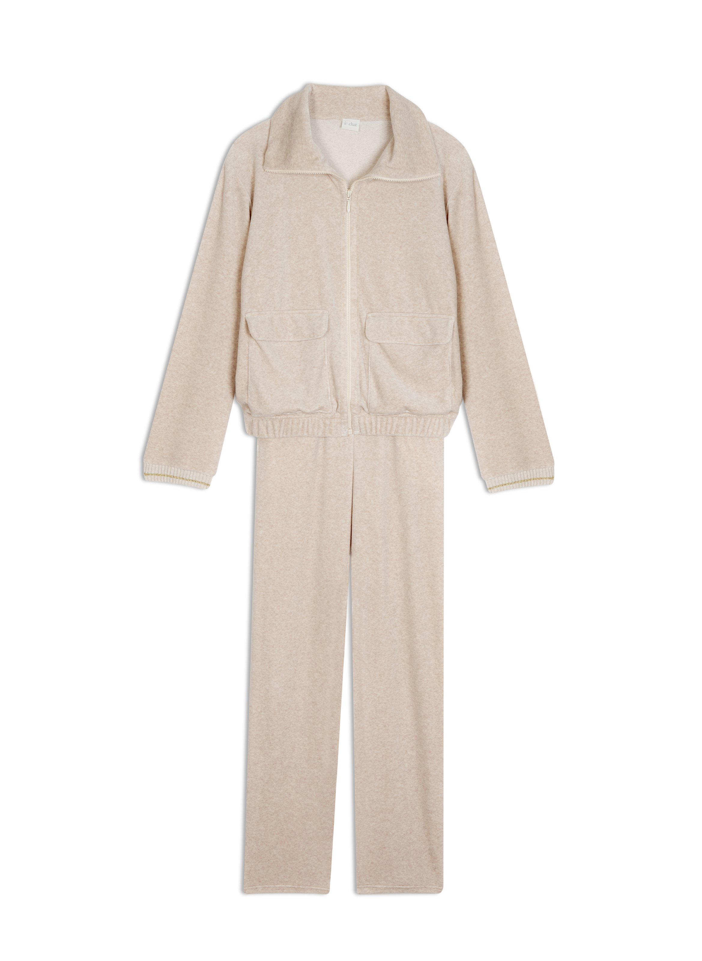 Ensemble homewear zippé en velours country 126 LE CHAT Beige