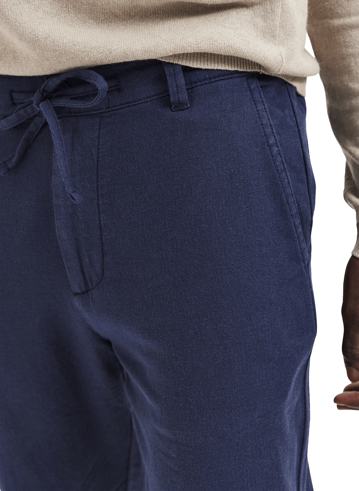 Pantalon en coton et lin SELECTED Bleu